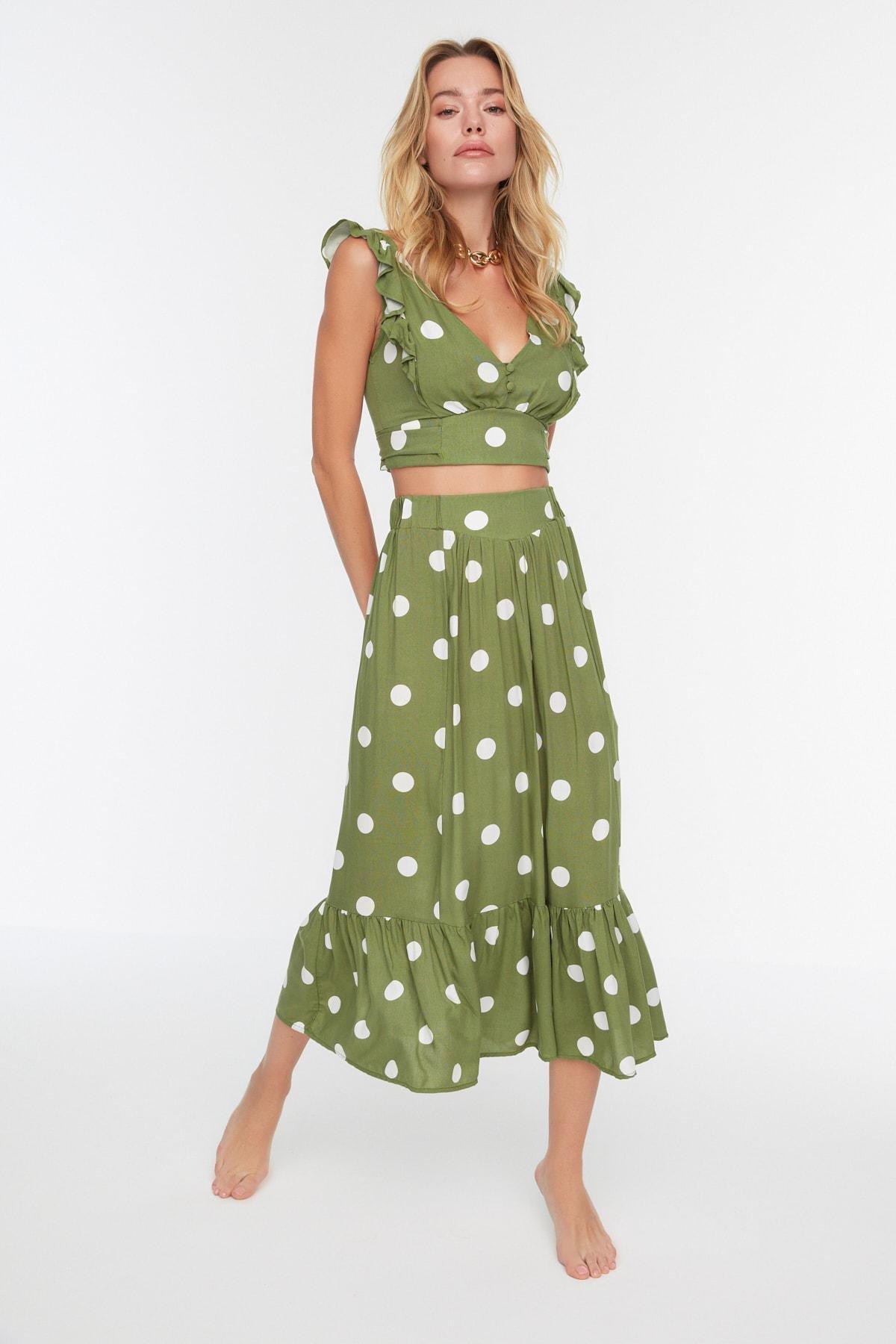 Khaki Polka Dot Co-Ord Set, Khaki, medium
