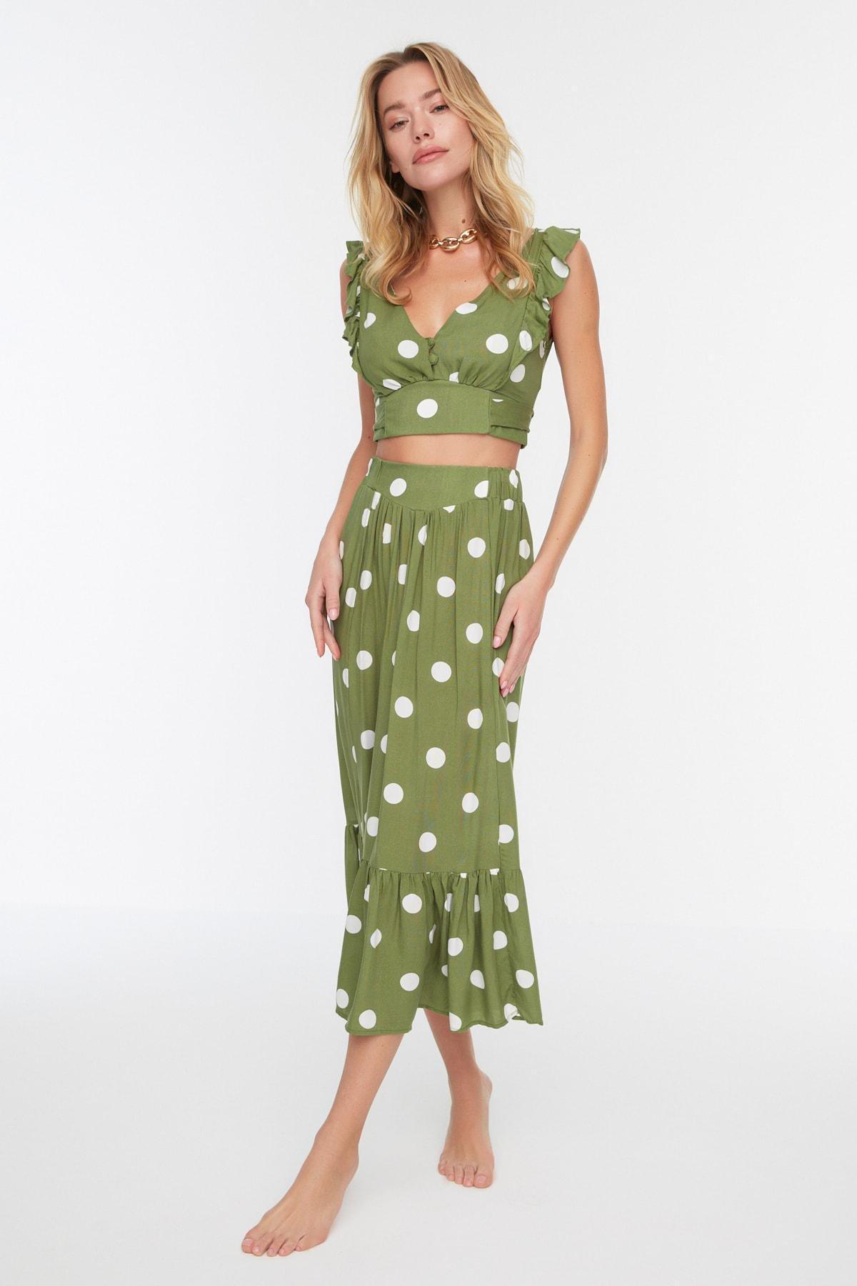 Khaki Polka Dot Co-Ord Set, Khaki, medium