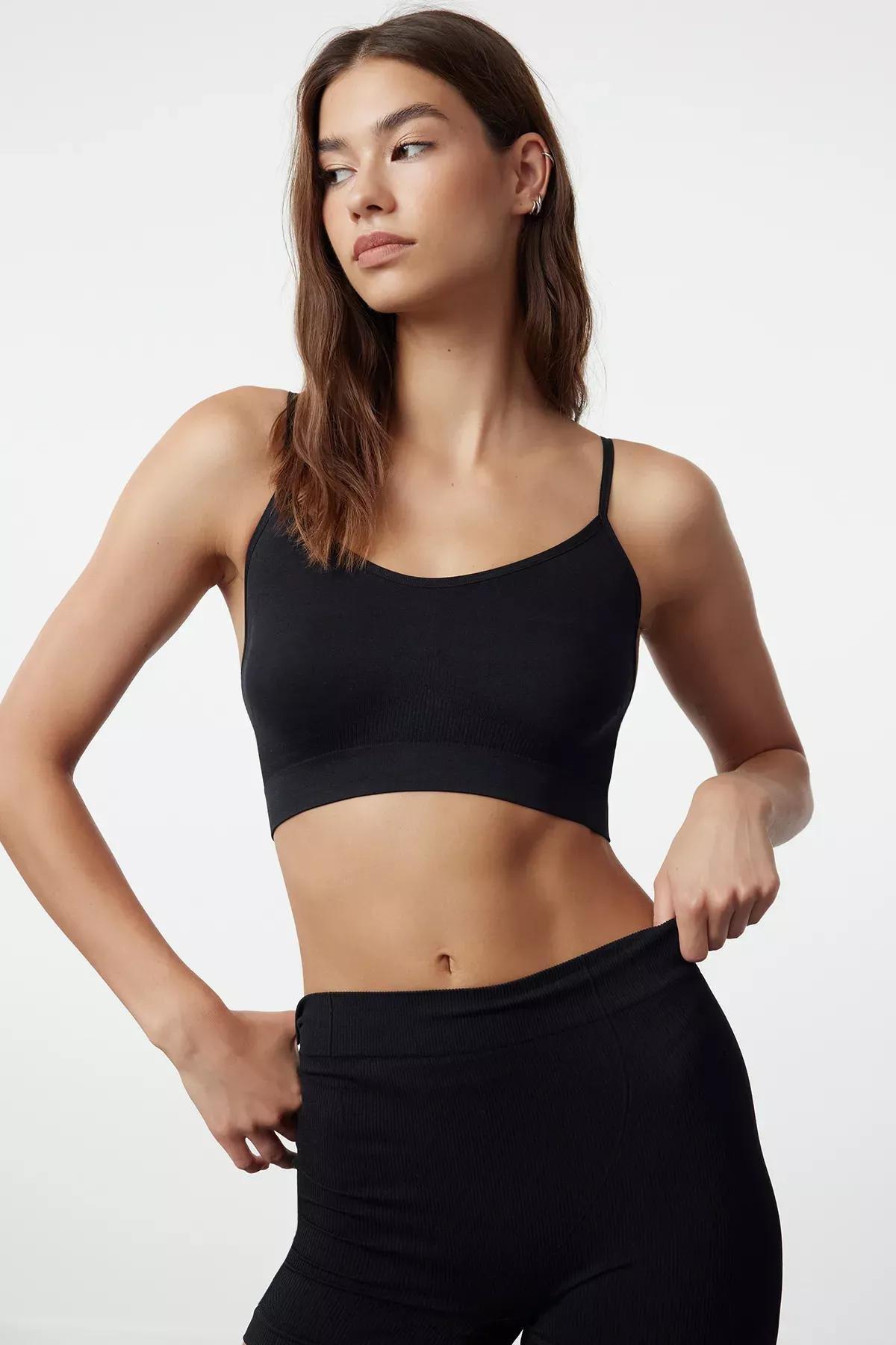 Black Plain Bra, , medium