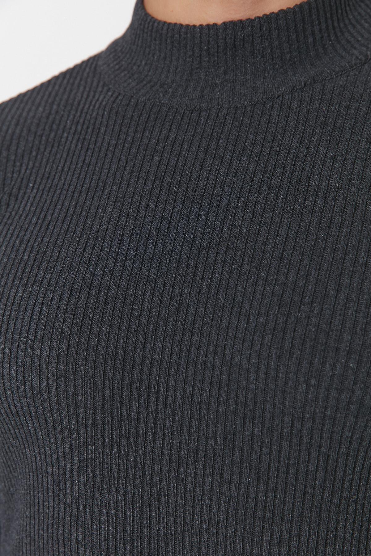 Gray High Neck Sweater, Gray, large image number 2