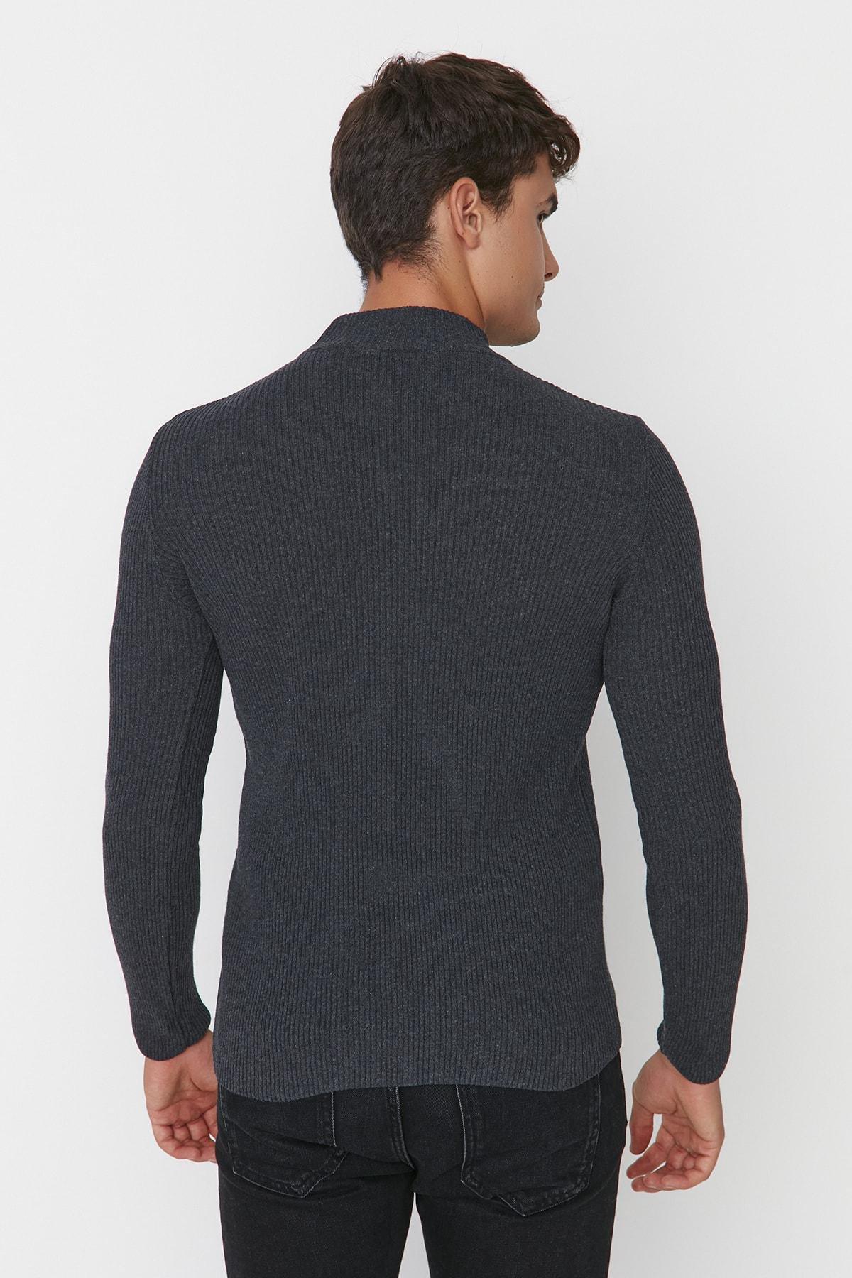 Gray High Neck Sweater, Gray, large image number 6