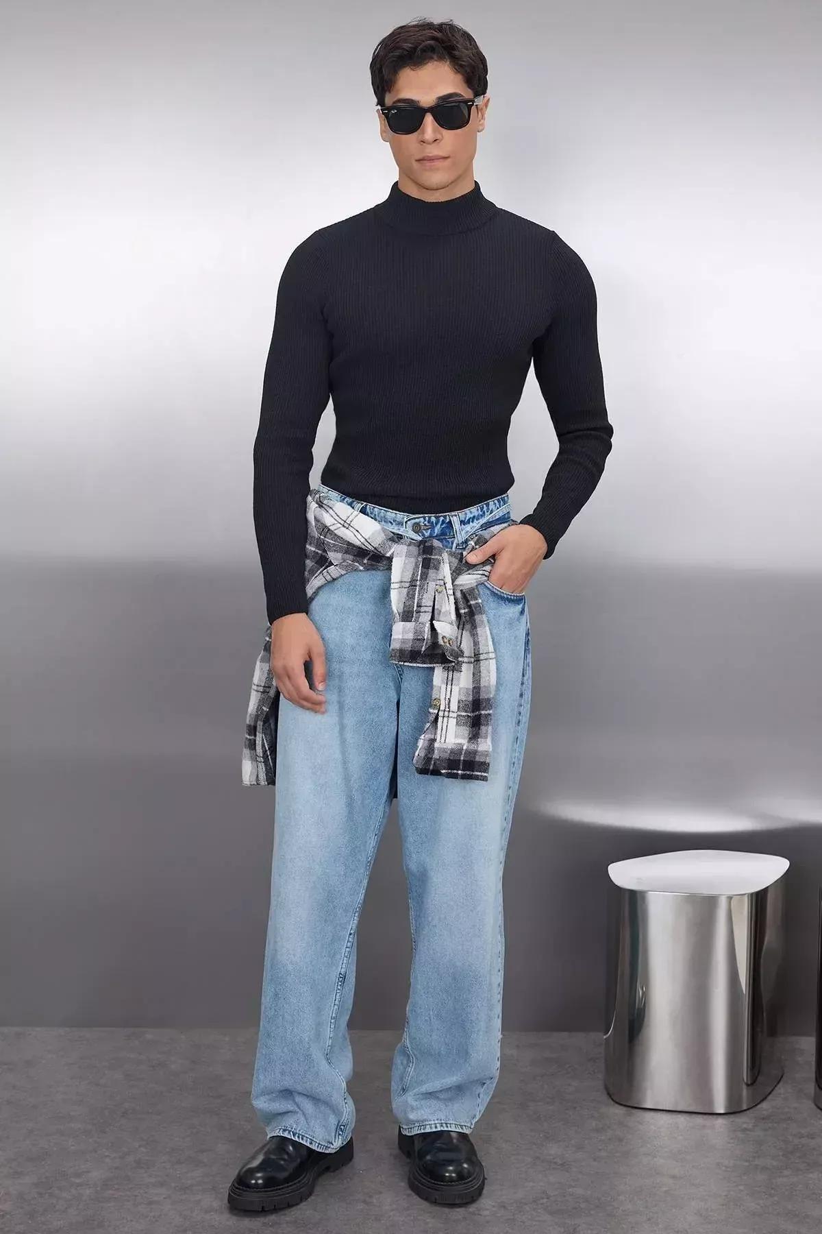 Black High Neck Sweater, Black, large image number 1