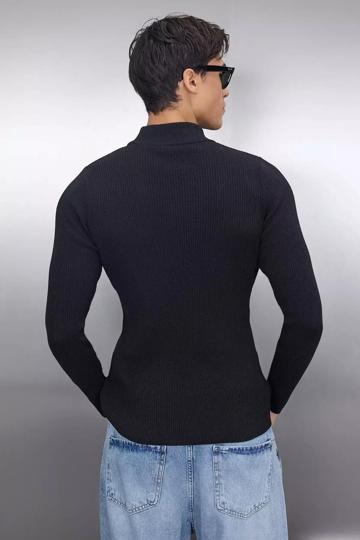 Black High Neck Sweater, Black, large image number 7