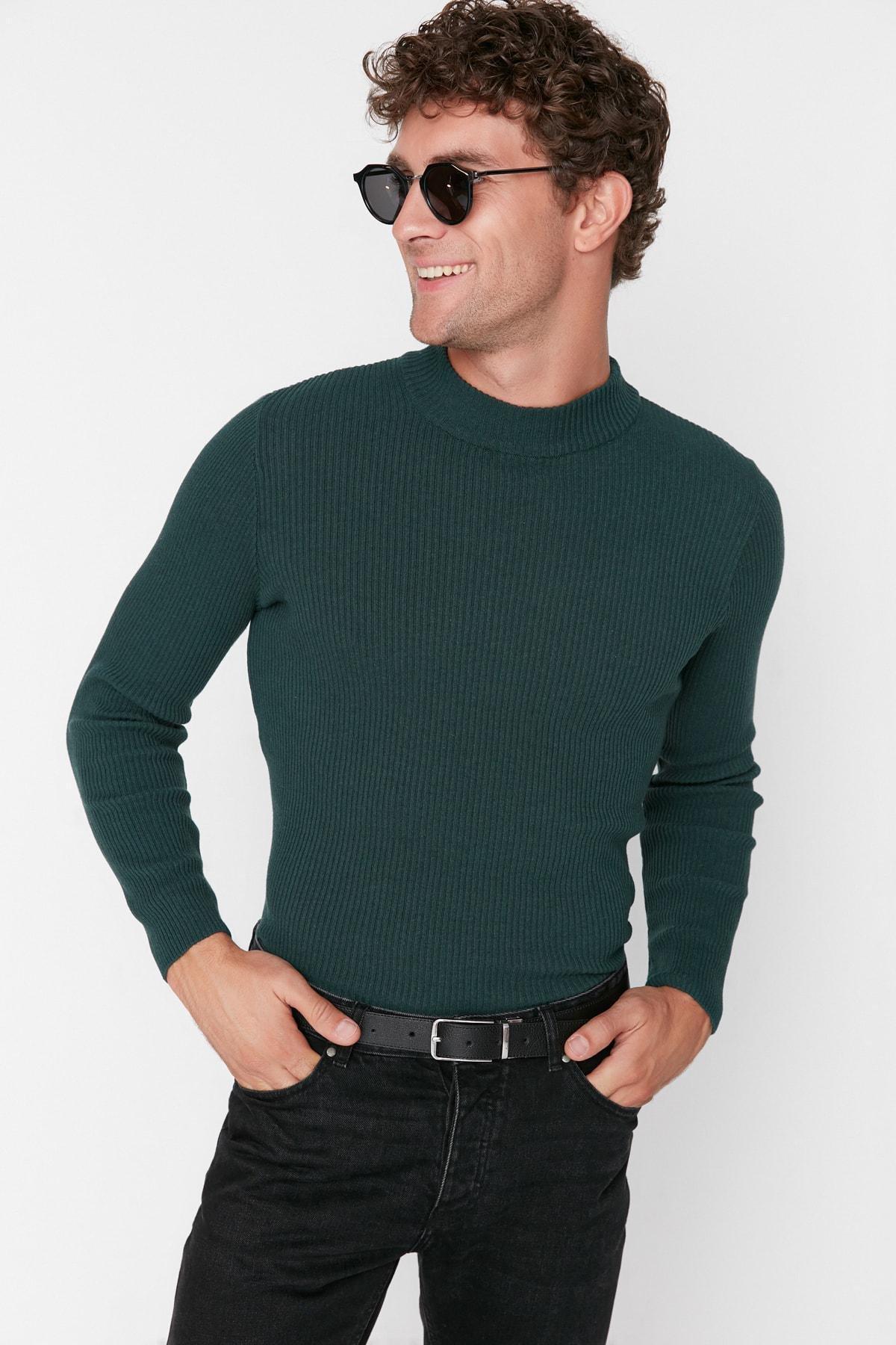 Green High Neck Sweater, Green, large image number 0