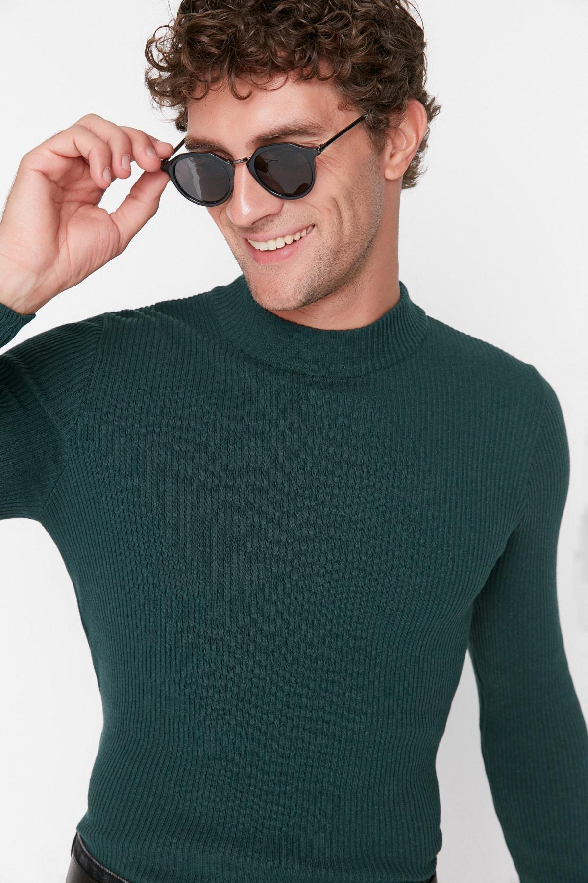 Green High Neck Sweater, Green, large image number 2