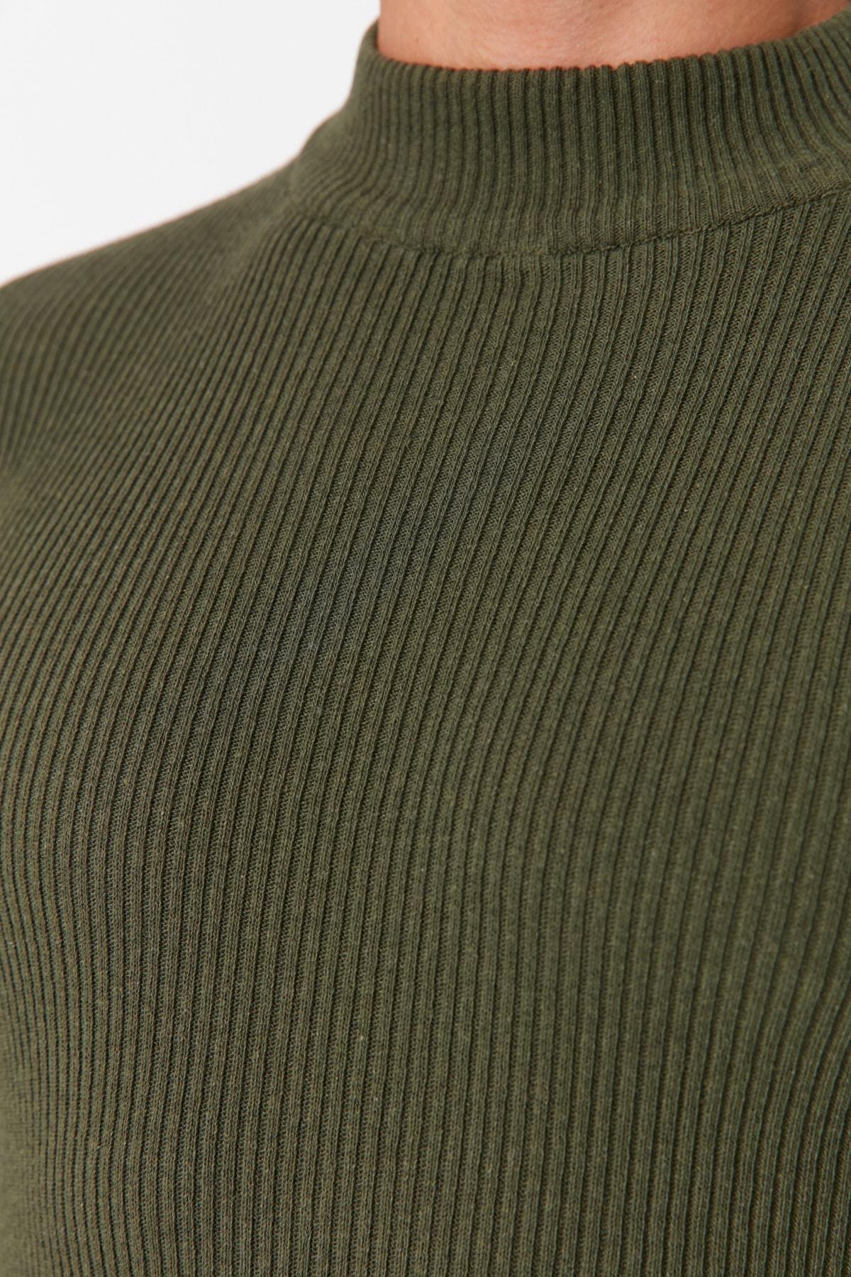 Khaki High Neck Sweater, , large image number 3