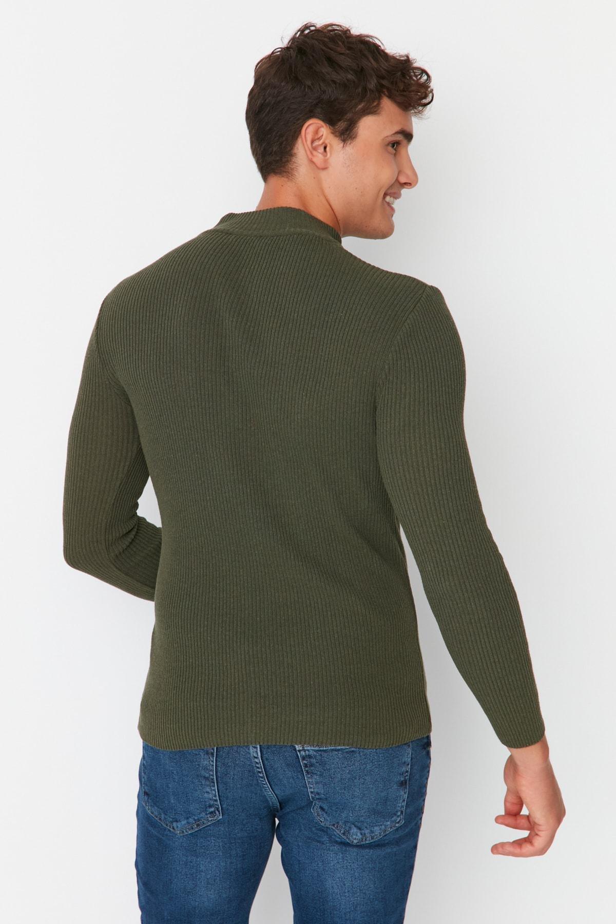 Khaki High Neck Sweater, , large image number 4