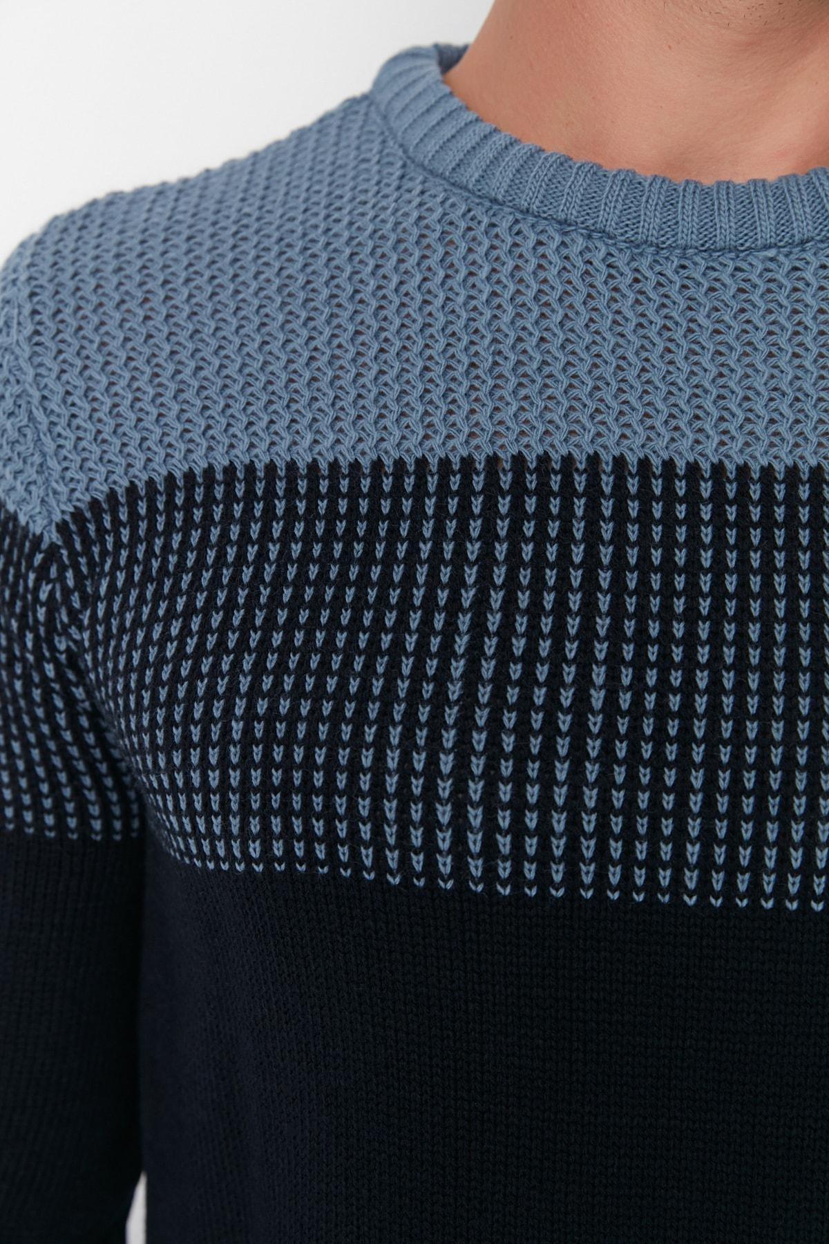 Multicolour Crew Neck Sweater, Dark blue, large image number 3