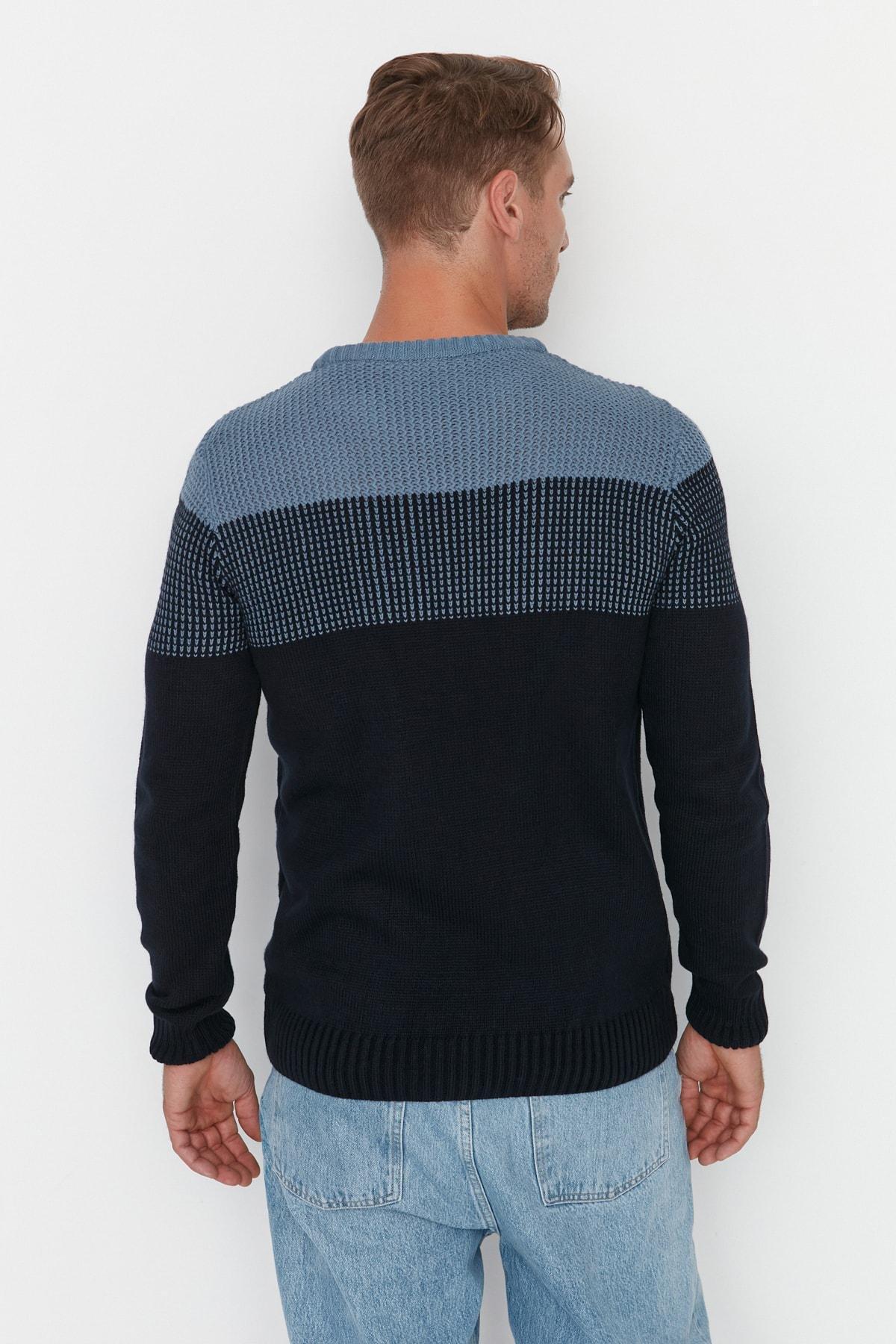Multicolour Crew Neck Sweater, Dark blue, large image number 4