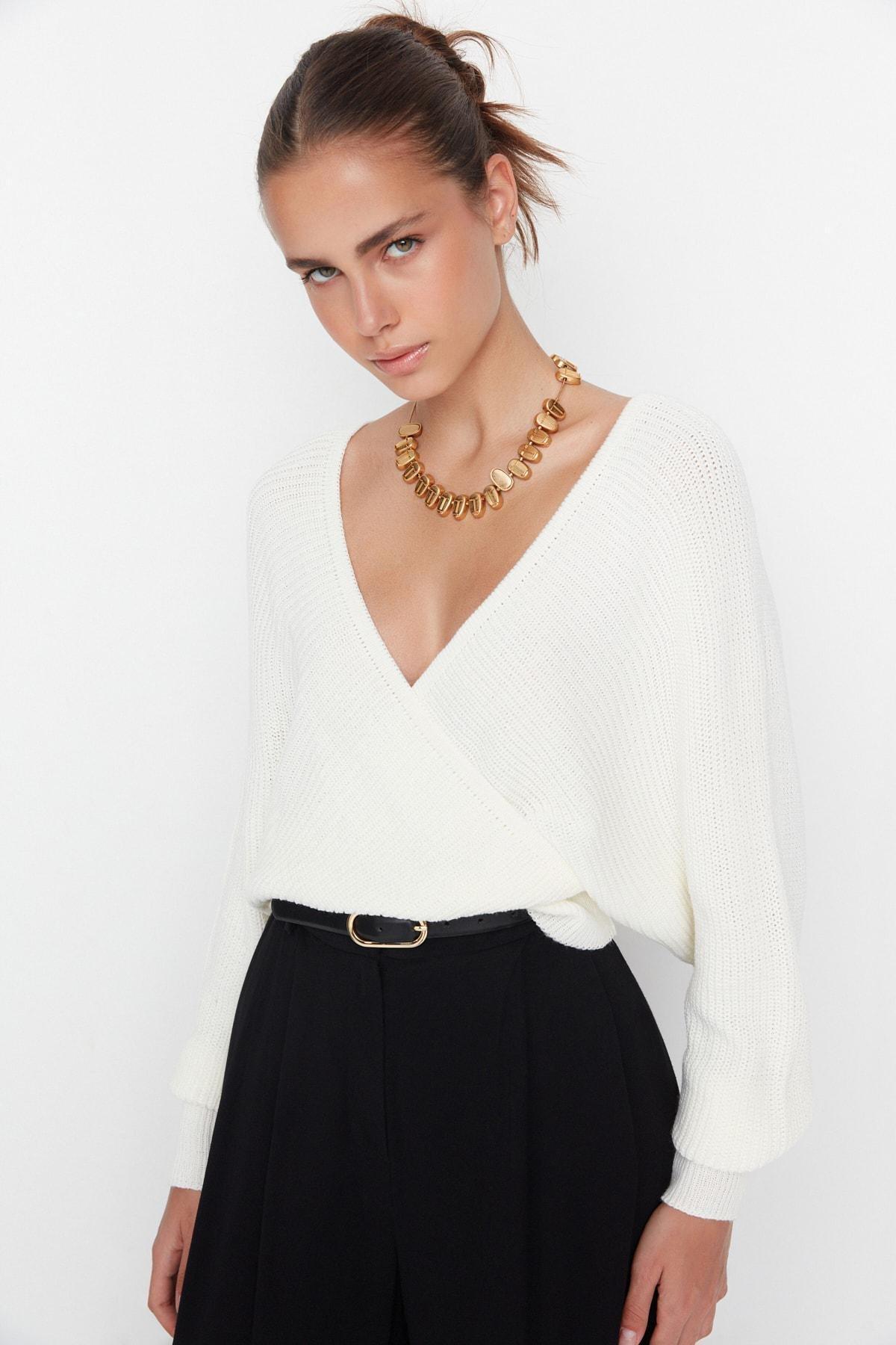 White Double-Breasted Sweater, , large image number 0