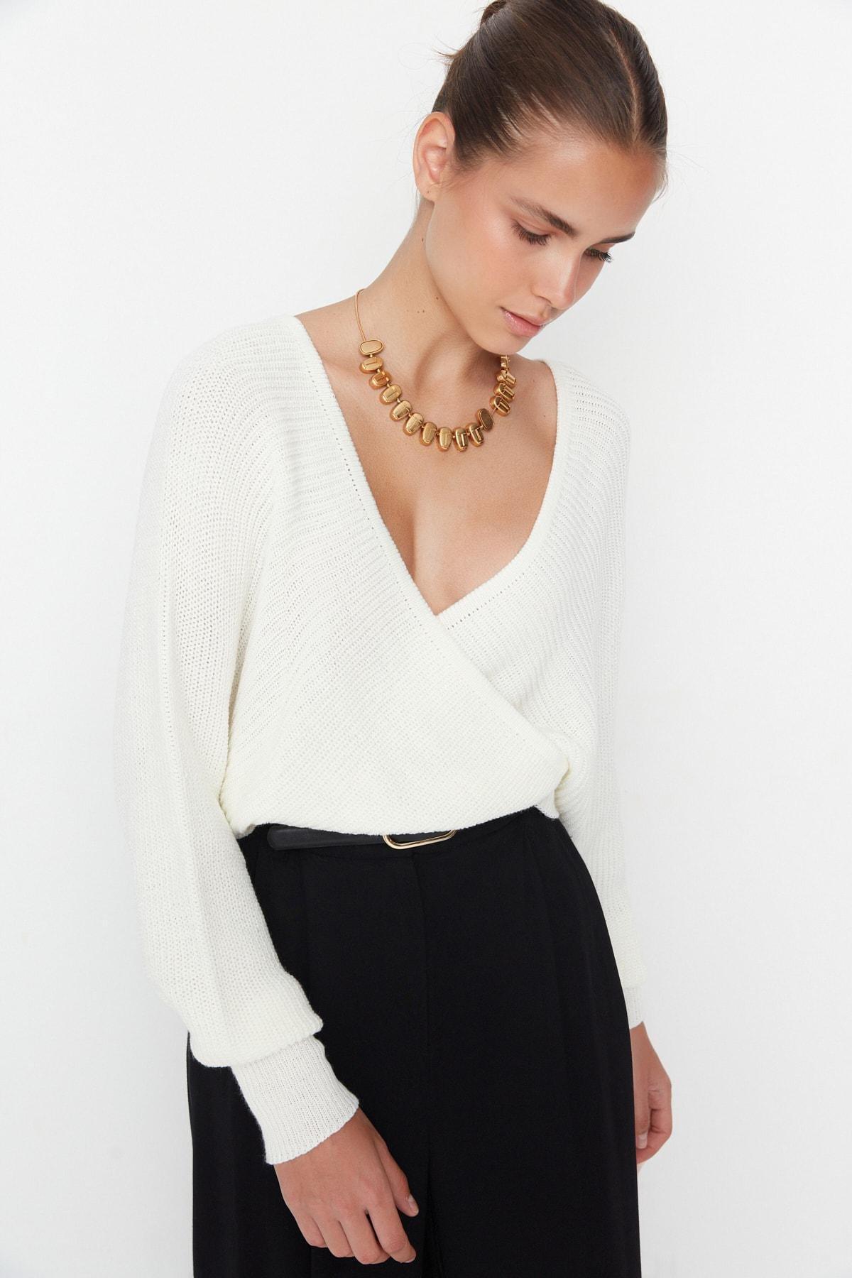 White Double-Breasted Sweater, , large image number 1