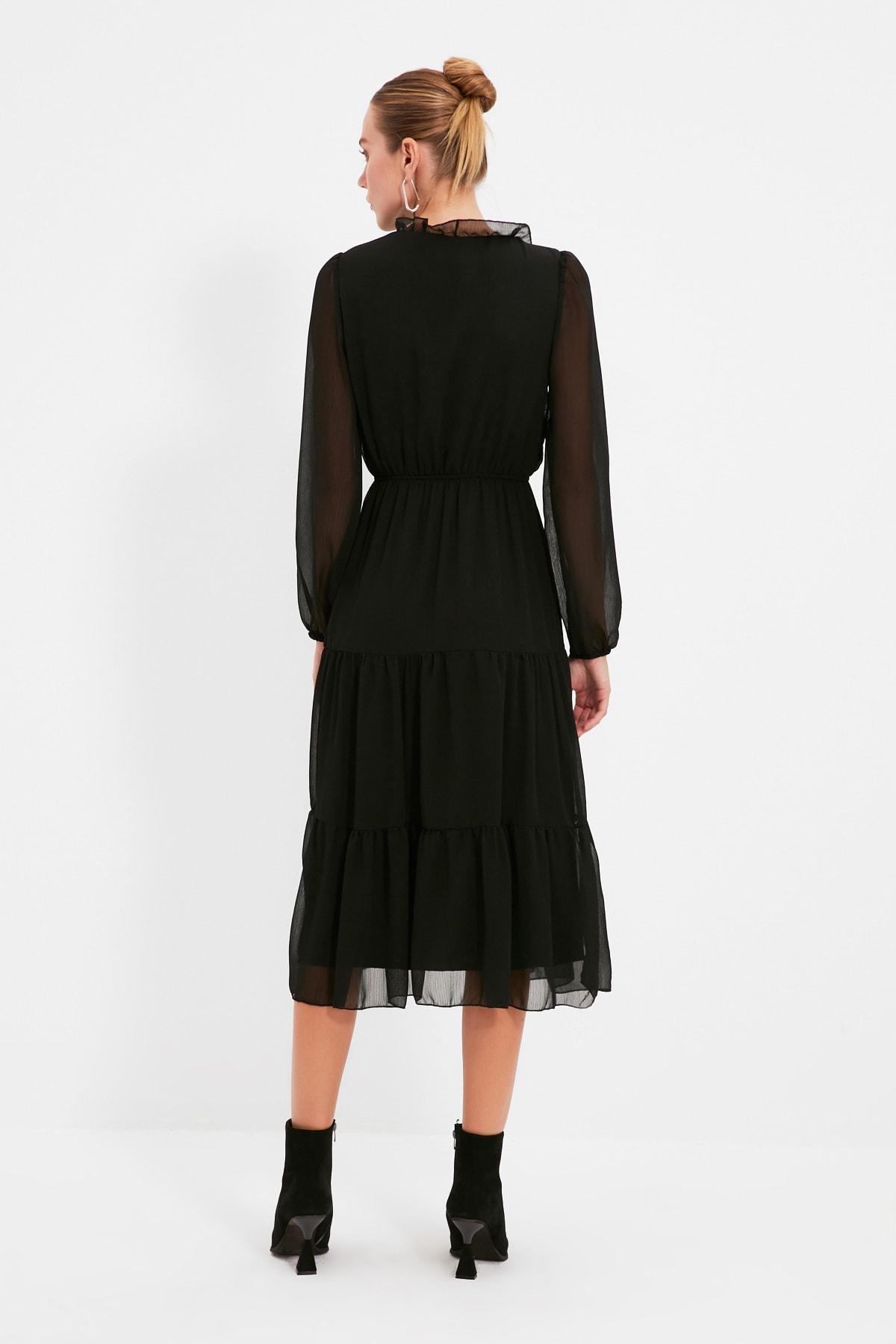 Black A Line Midi Dress, , large image number 4