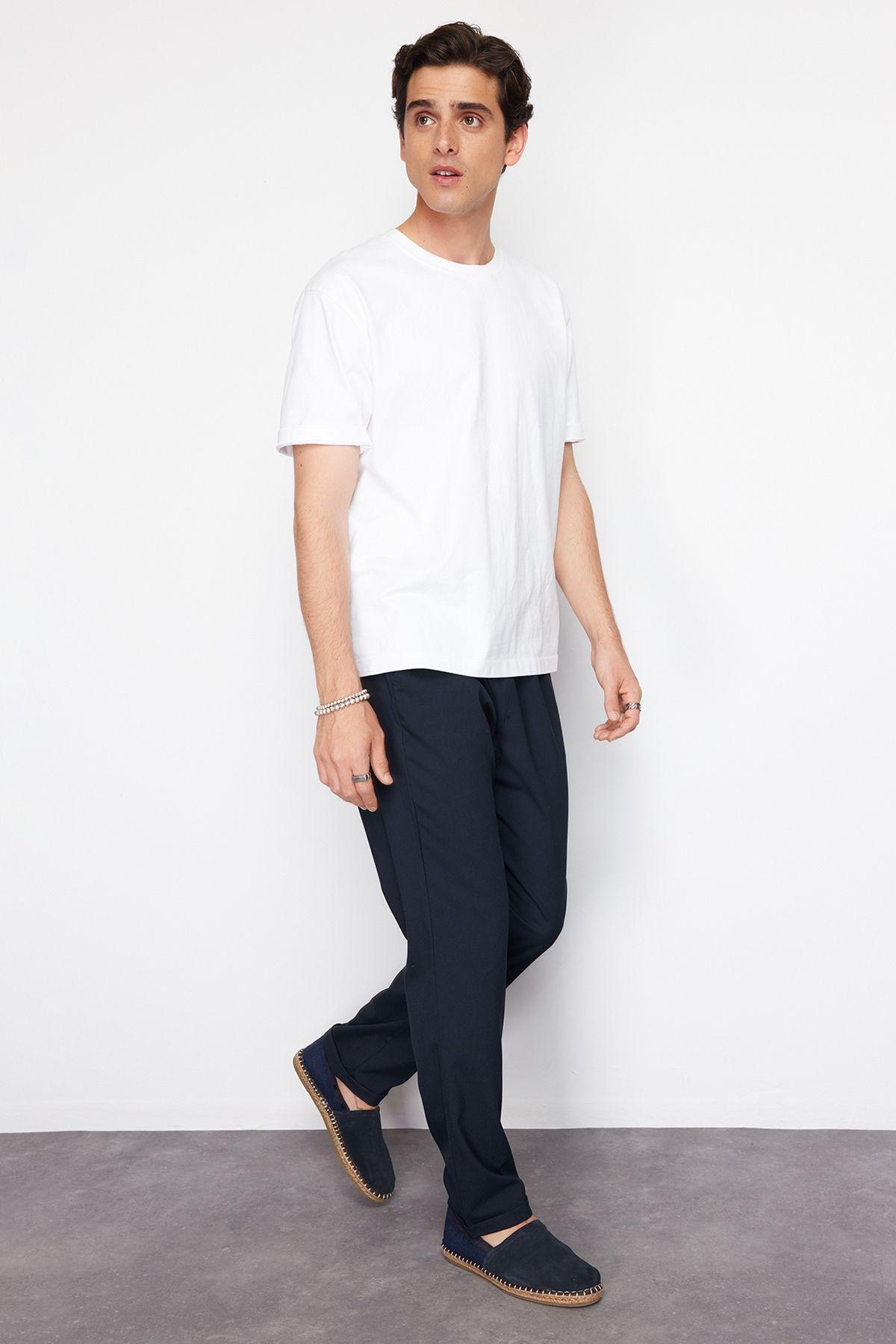 Blue Slim-Fit Trousers, Navy blue, large image number 4