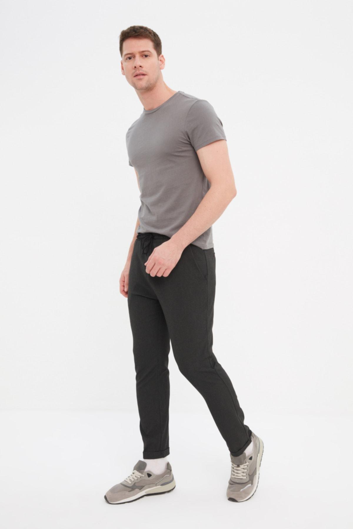 Grey Mid Waist Slim Pants, , large image number 1