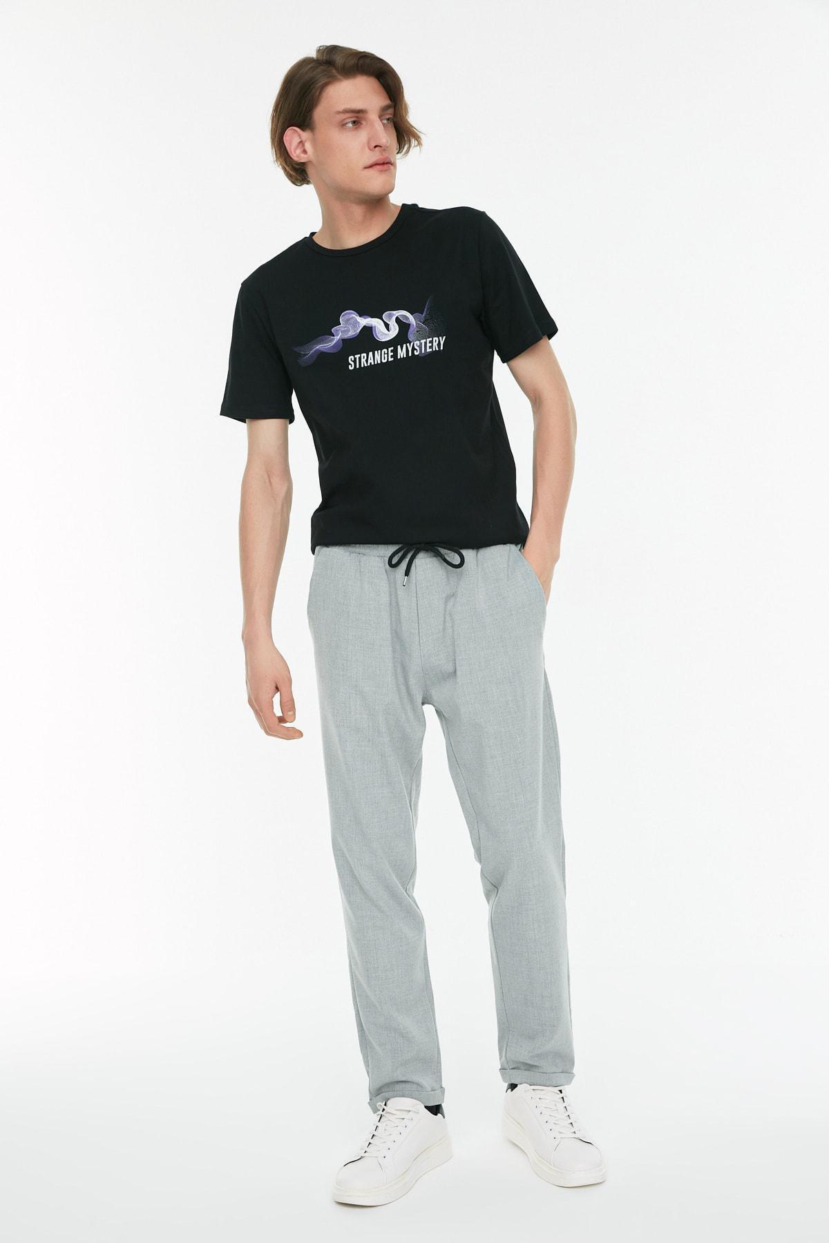 Grey Mid Waist Slim Pants, C101_6999, large image number 3