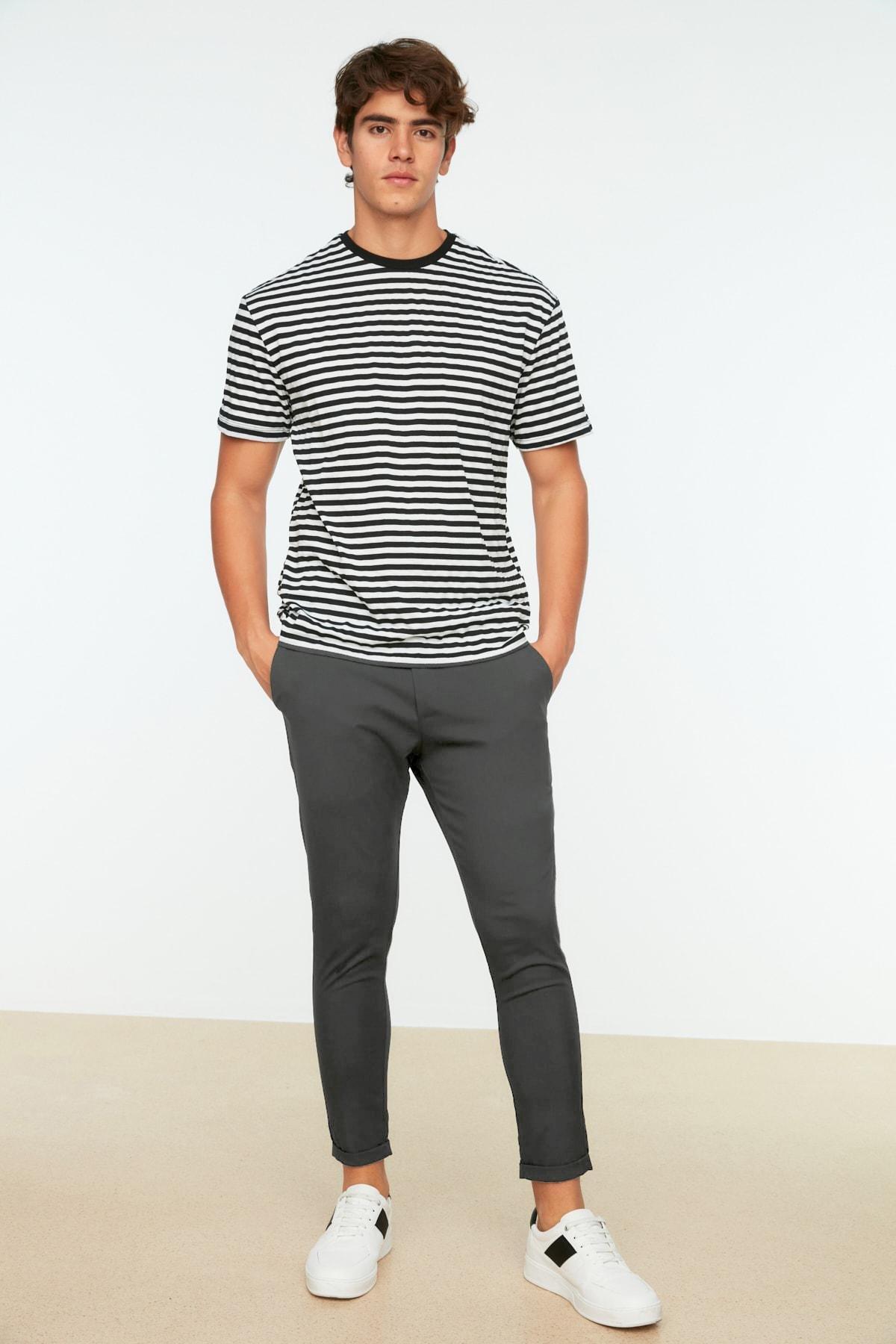 Grey Mid Waist Slim Pants, C101_6999, large image number 4