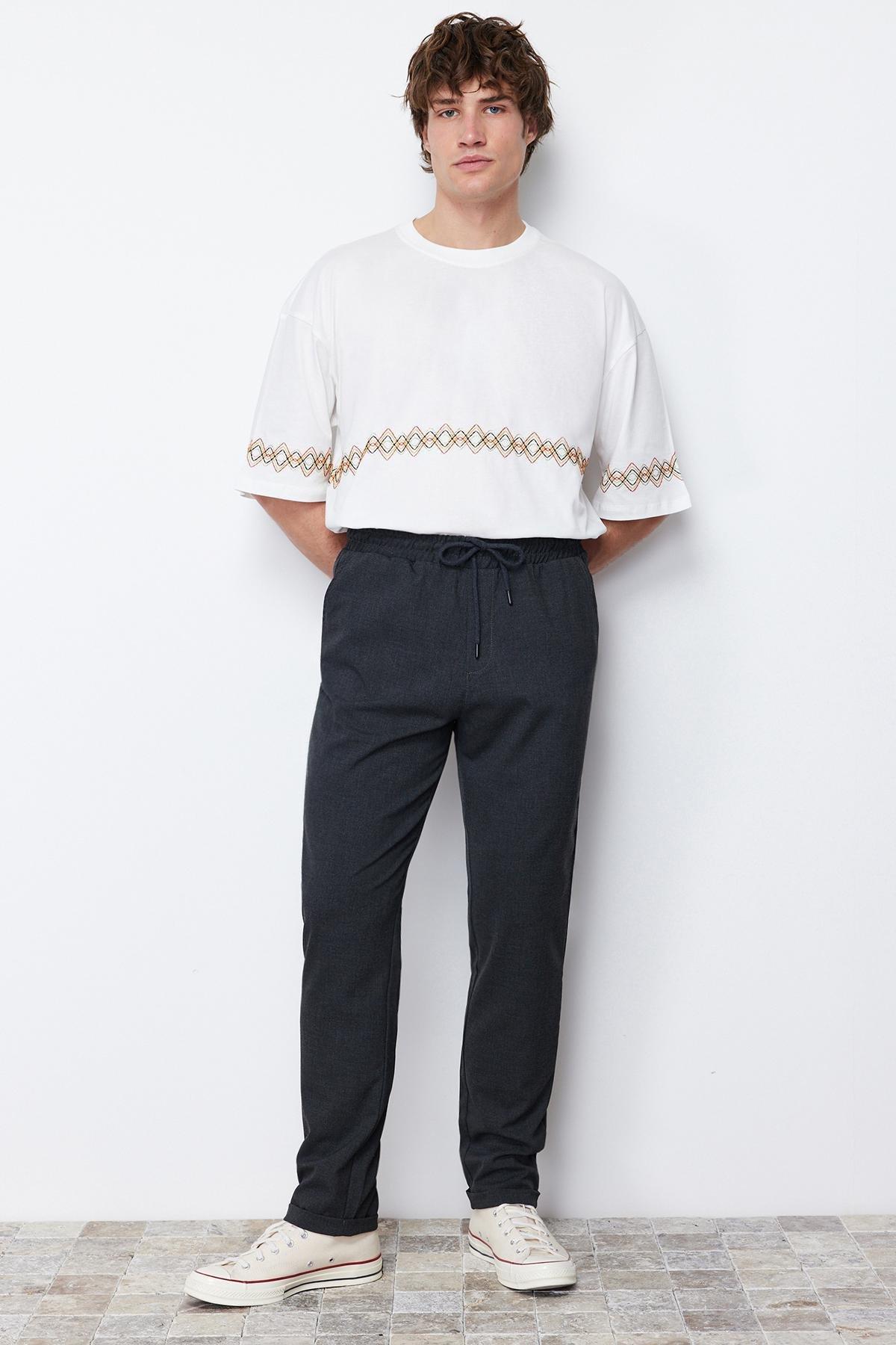 Grey Mid Waist Slim Pants, C101_6999, large image number 5
