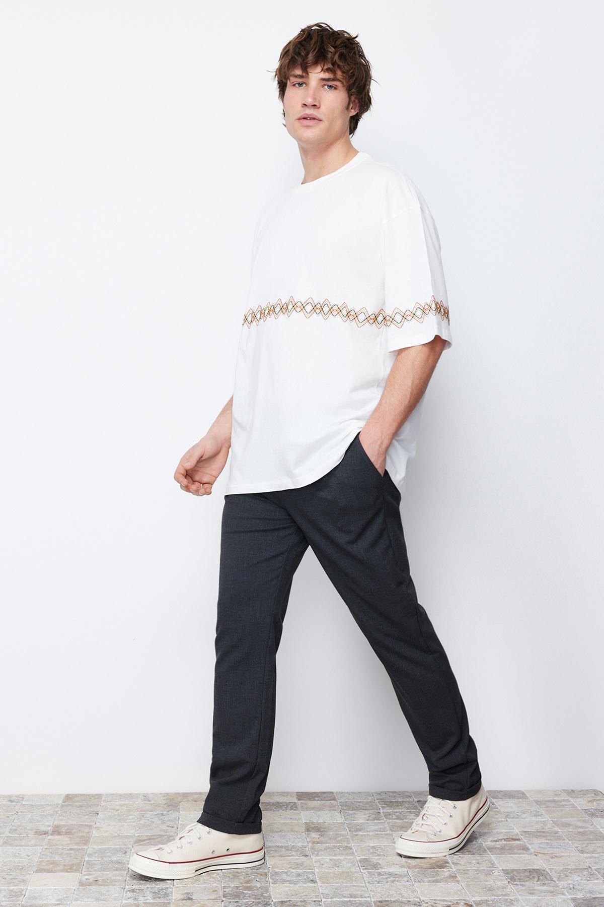Grey Mid Waist Slim Pants, C101_6999, large image number 6