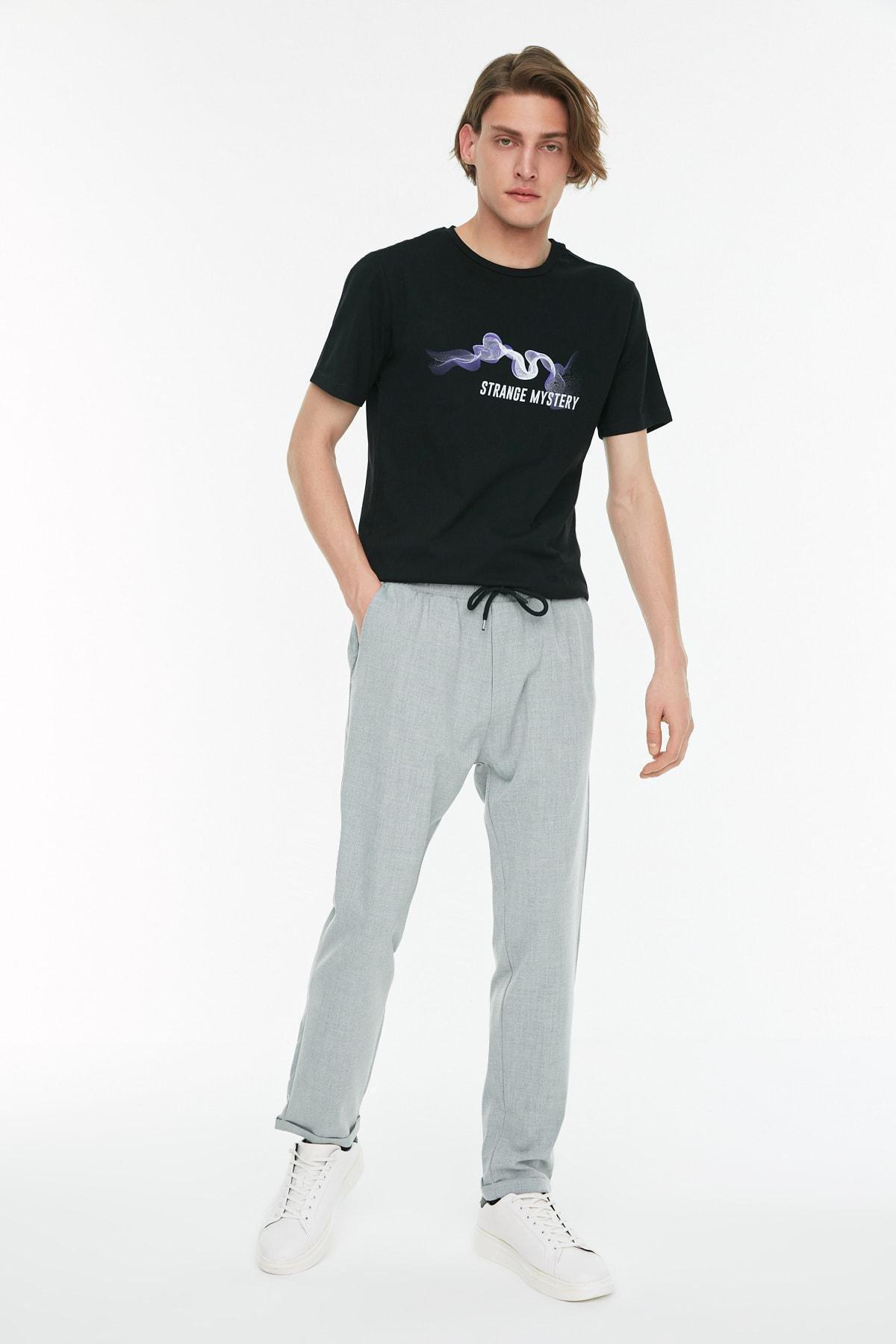 Grey Mid Waist Slim Pants, C101_6999, large image number 8