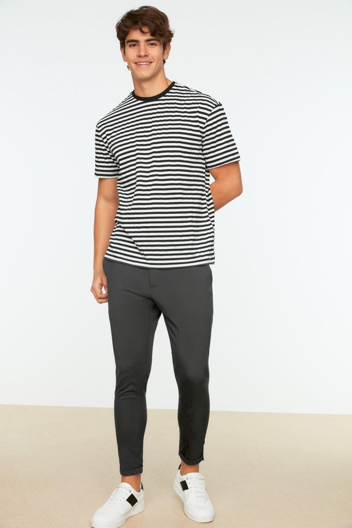 Grey Mid Waist Slim Pants, C101_6999, large image number 9