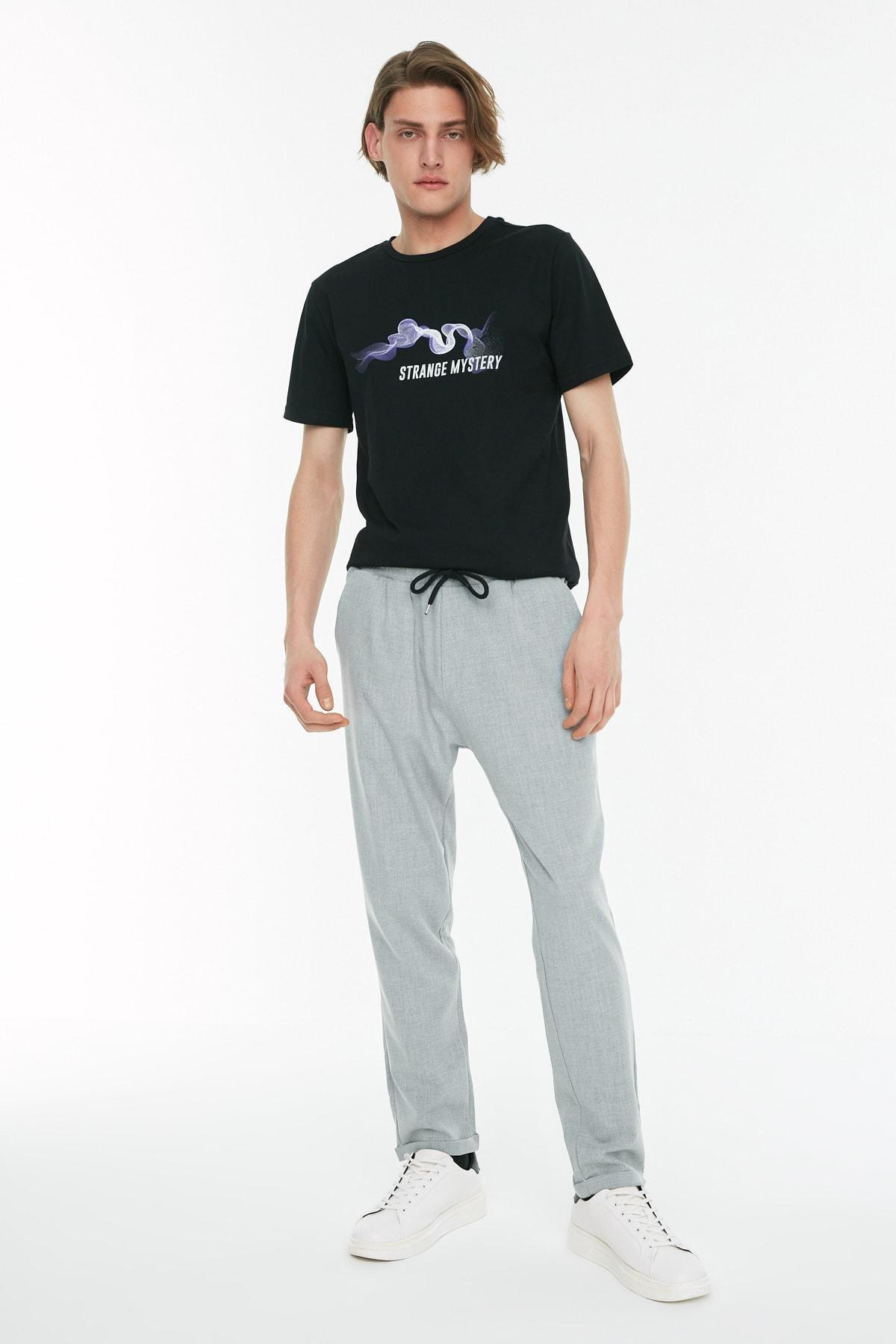 Grey Mid Waist Slim Pants, C101_6999, large image number 12