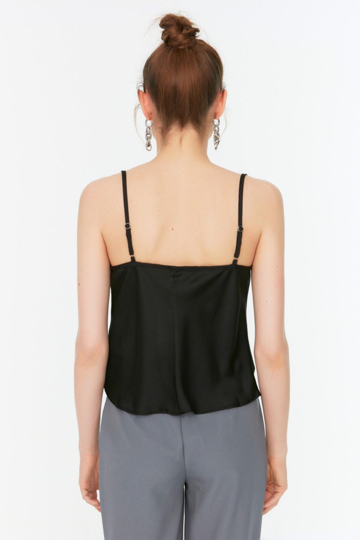 Black Satin Blouse, Black, large image number 7