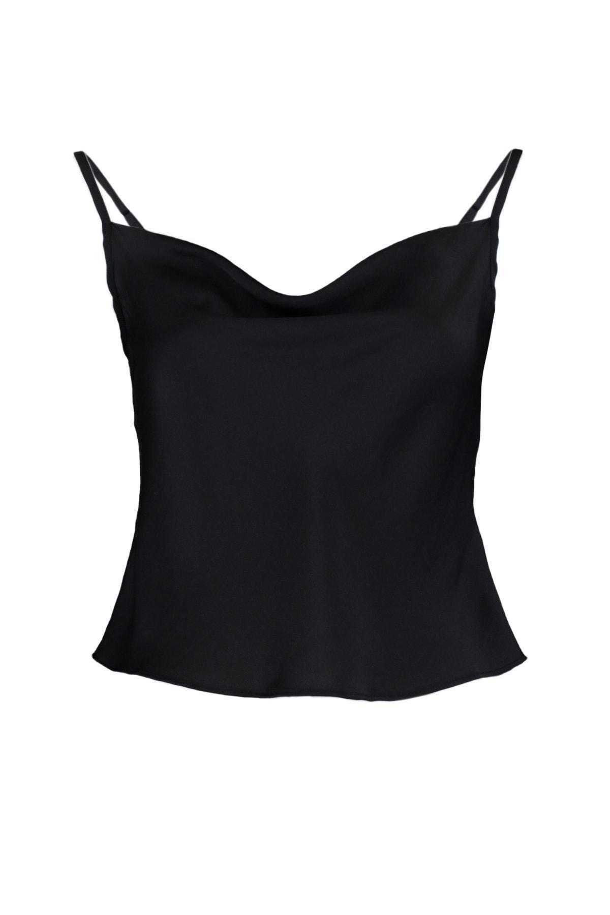 Black Satin Blouse, Black, large image number 9