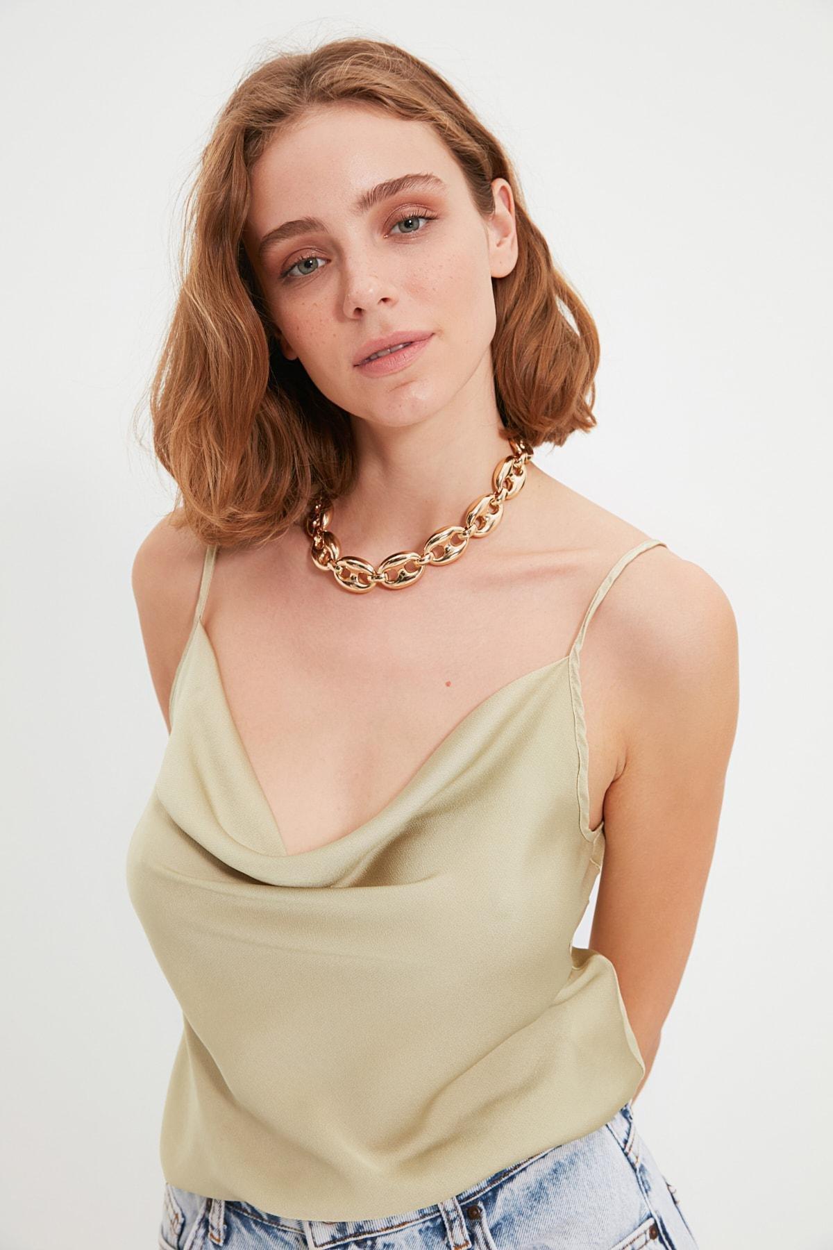 Green Cowl Neck Blouse, , large image number 0