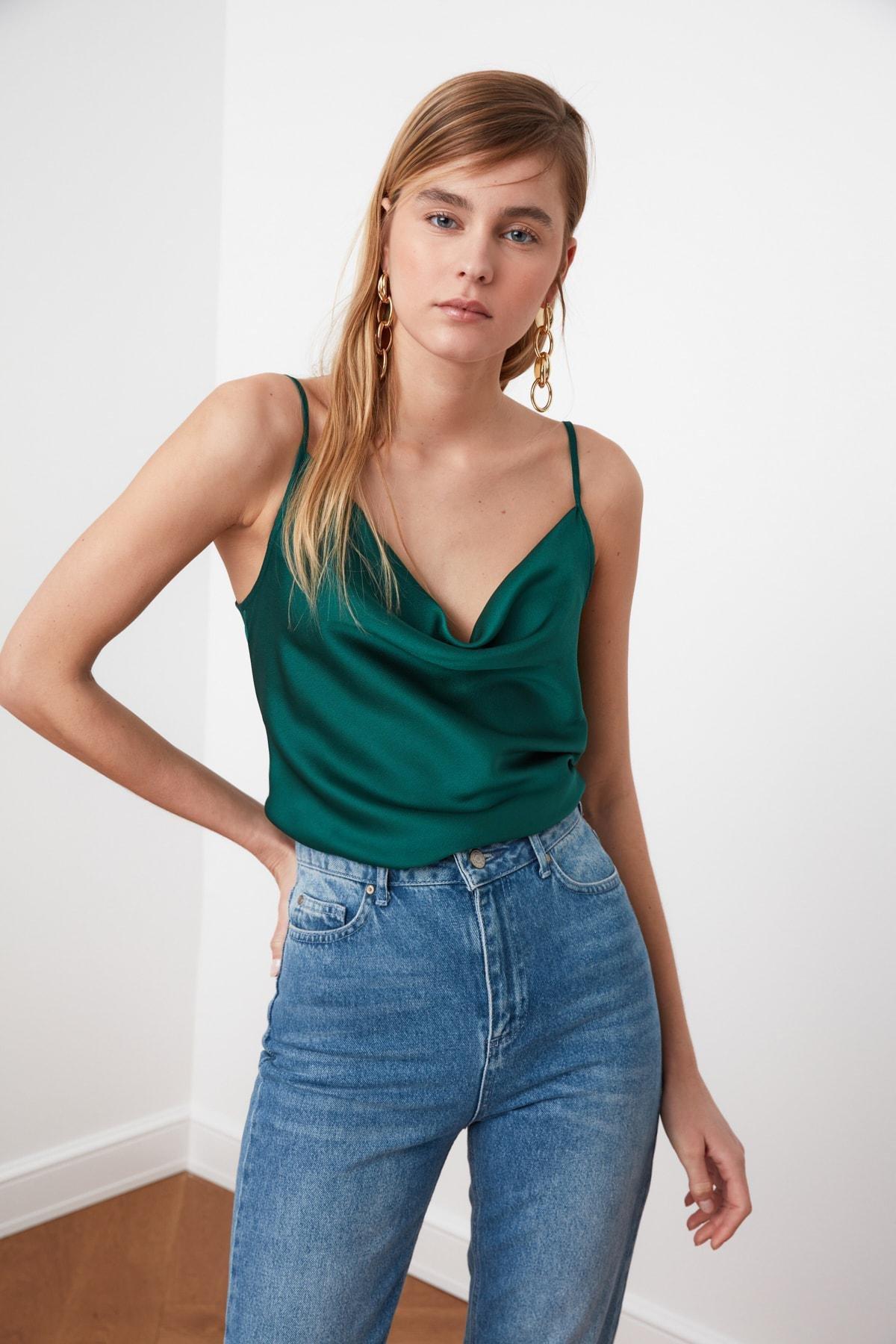 Green Cowl Neck Blouse, , large image number 5