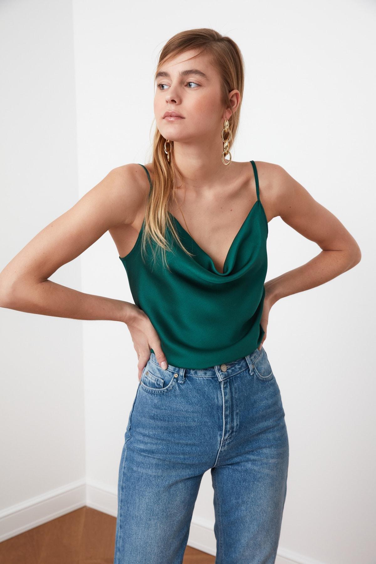 Green Cowl Neck Blouse, , large image number 7