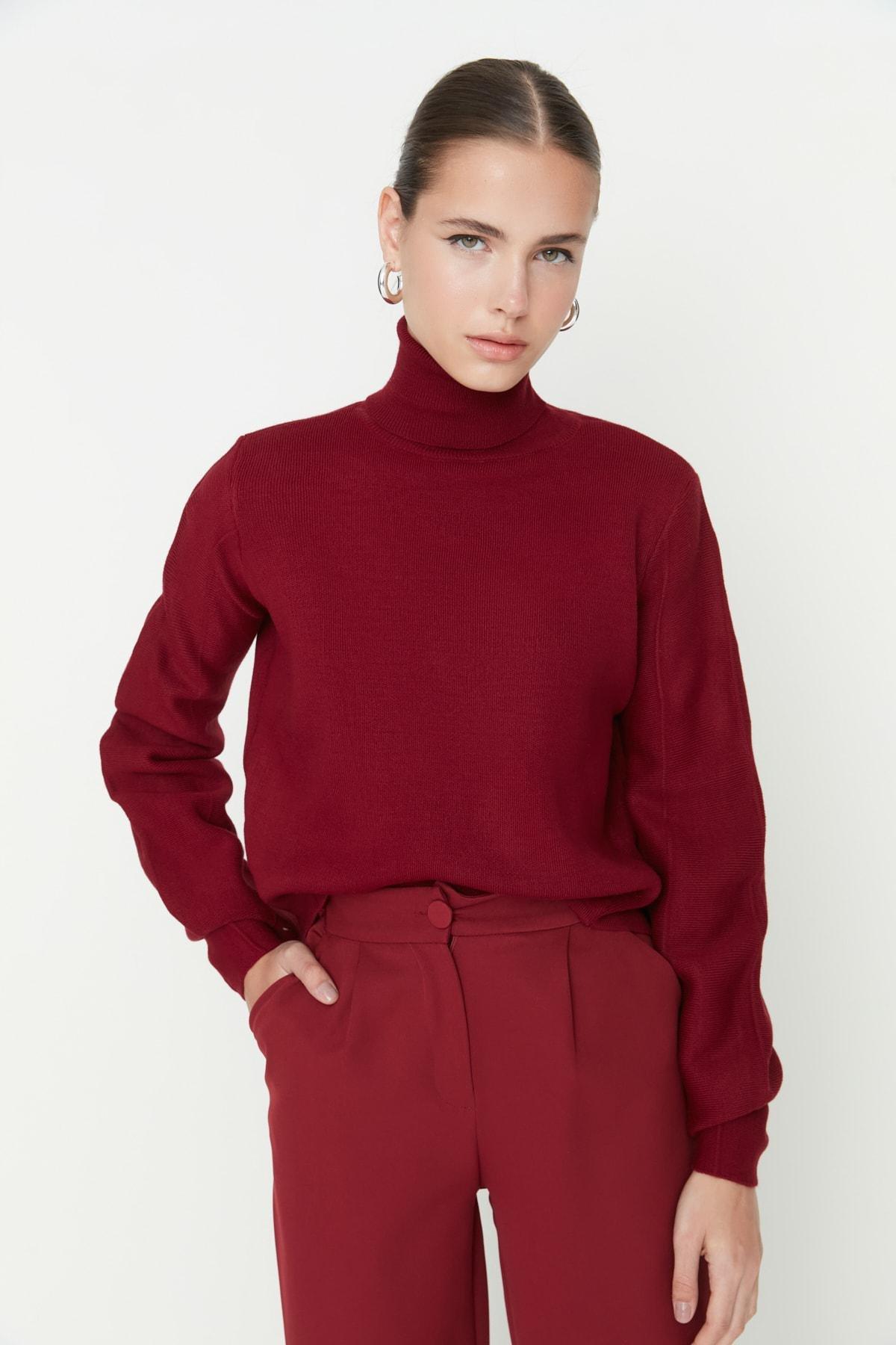 Burgundy Turtleneck Sweater, , large image number 1