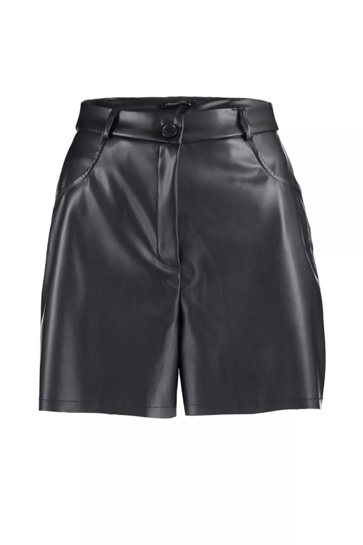 Black High Waist Shorts, Black, large image number 6