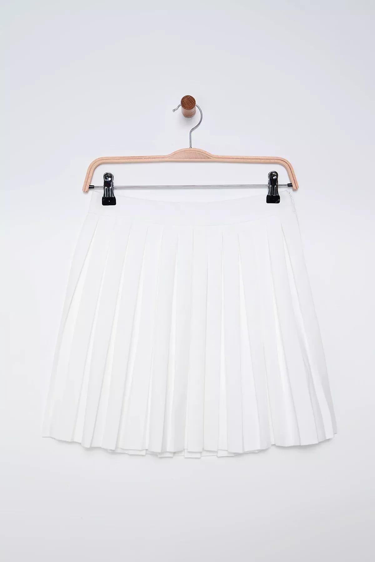 White Pleated Mini Skirt, , large image number 3