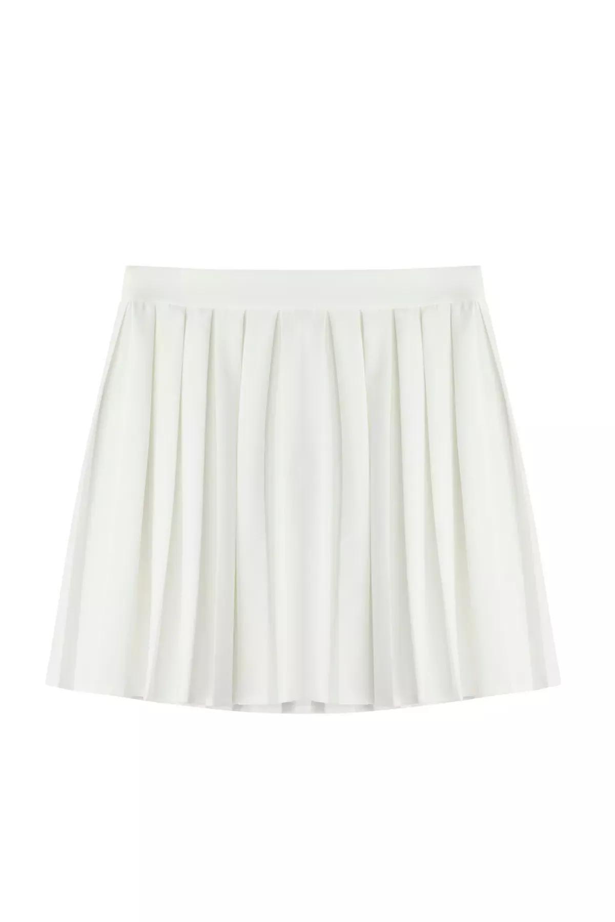 White Pleated Mini Skirt, , large image number 5