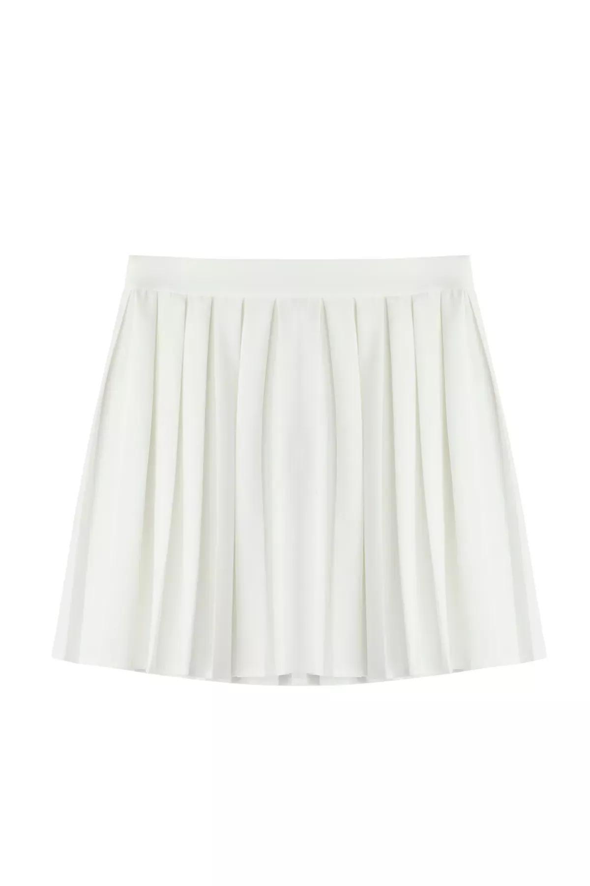 White Pleated Mini Skirt, , large image number 6