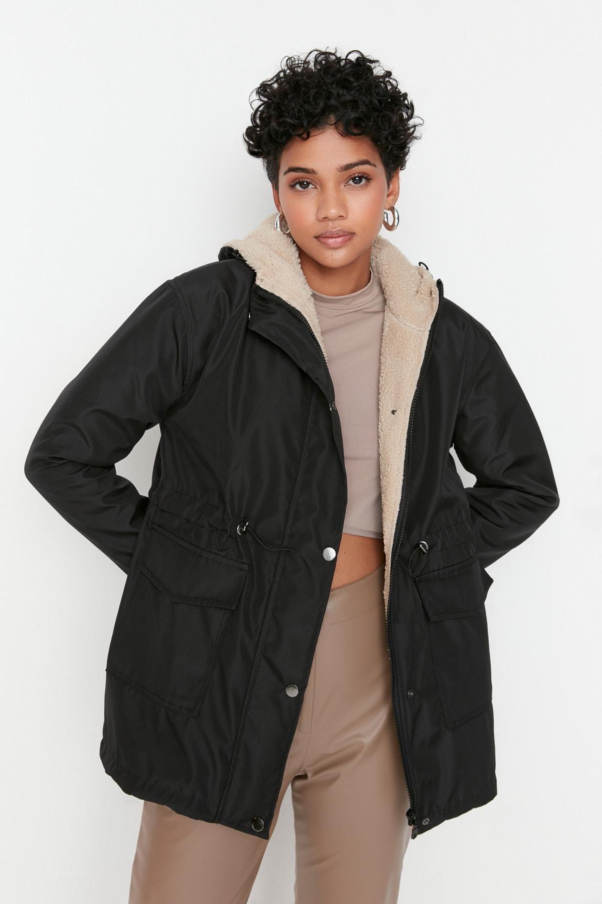 Black Parkas Midi Coat, , large image number 0