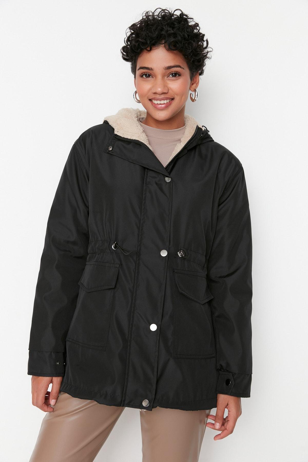 Black Parkas Midi Coat, , large image number 1