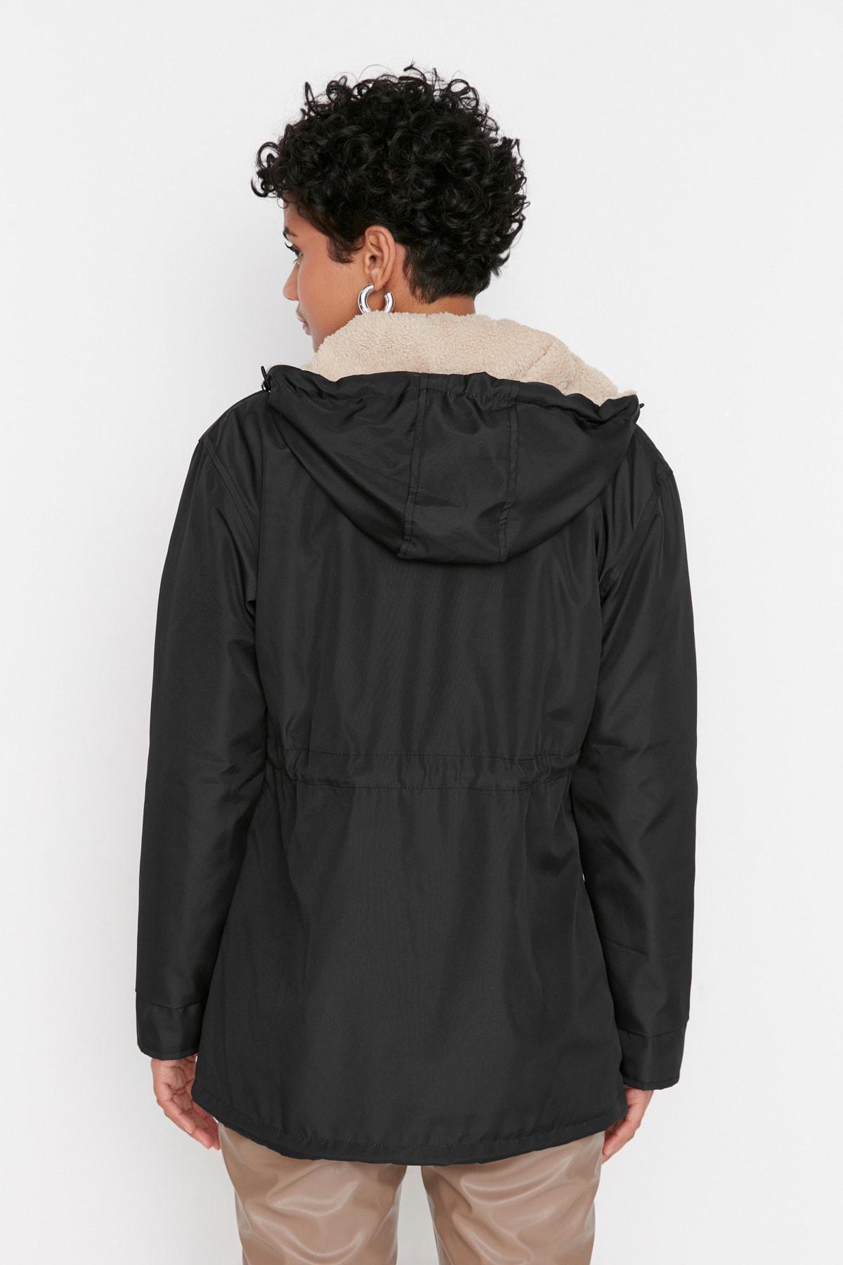 Black Parkas Midi Coat, , large image number 4