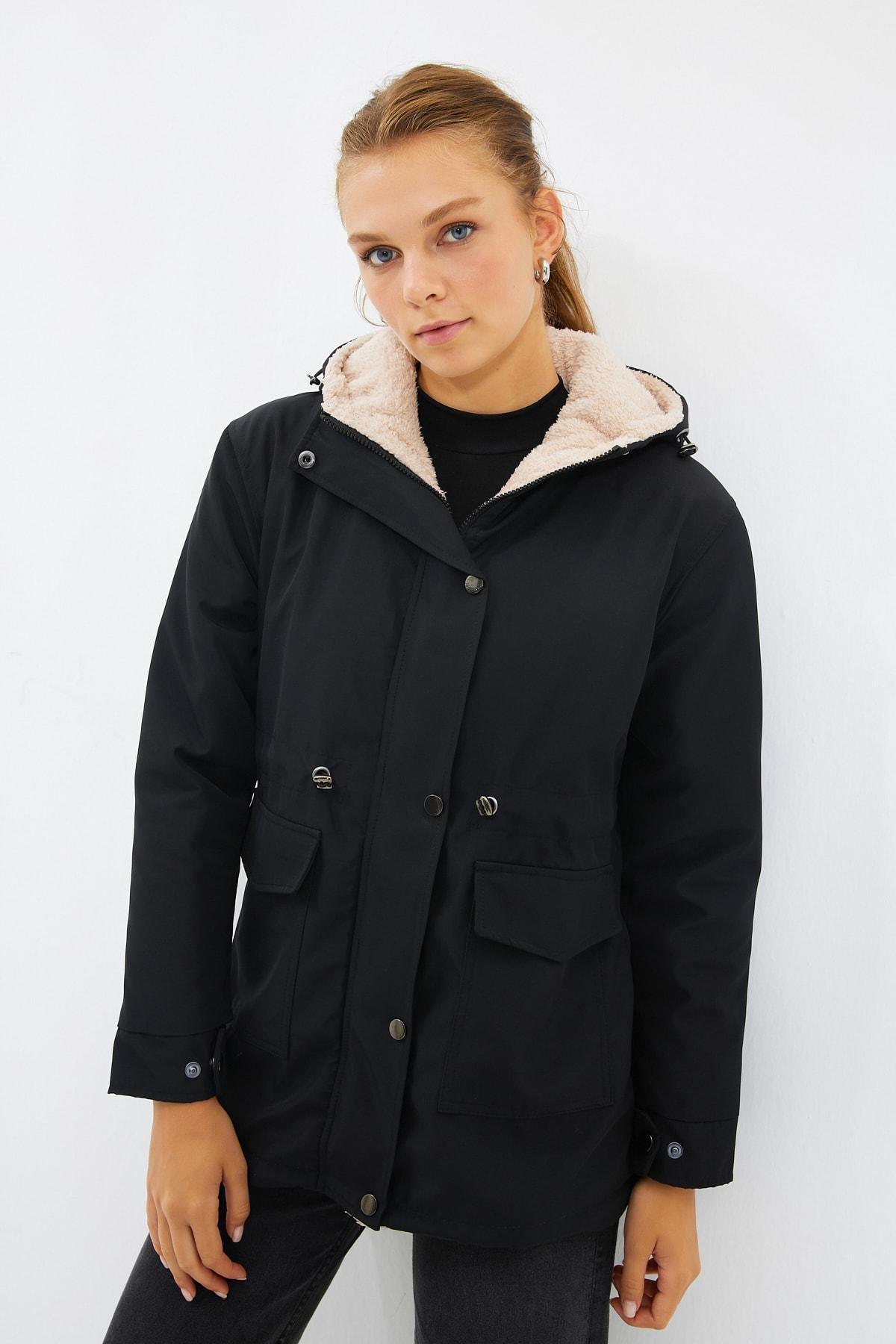 Black Parkas Midi Coat, , large image number 5