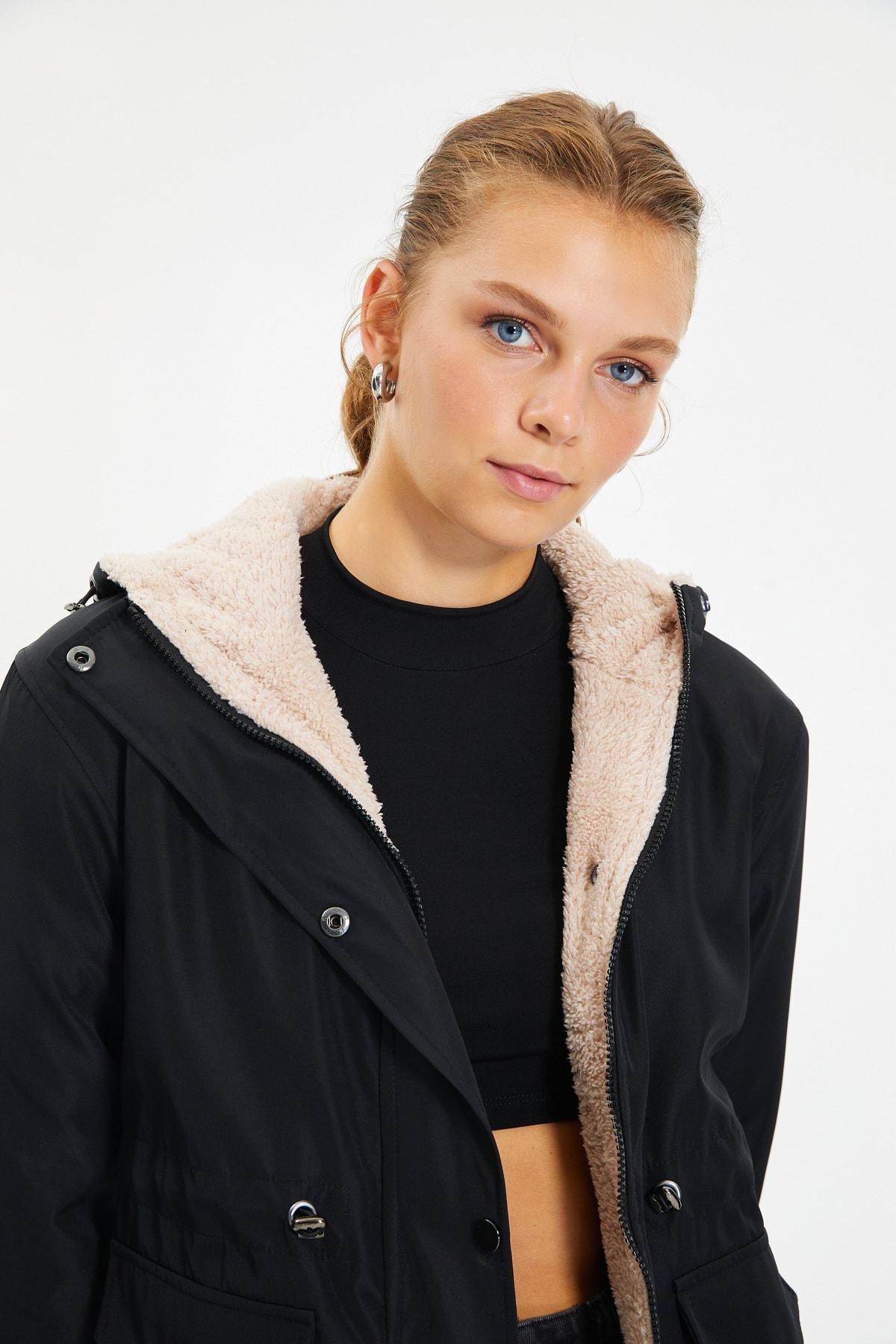 Black Parkas Midi Coat, , large image number 6