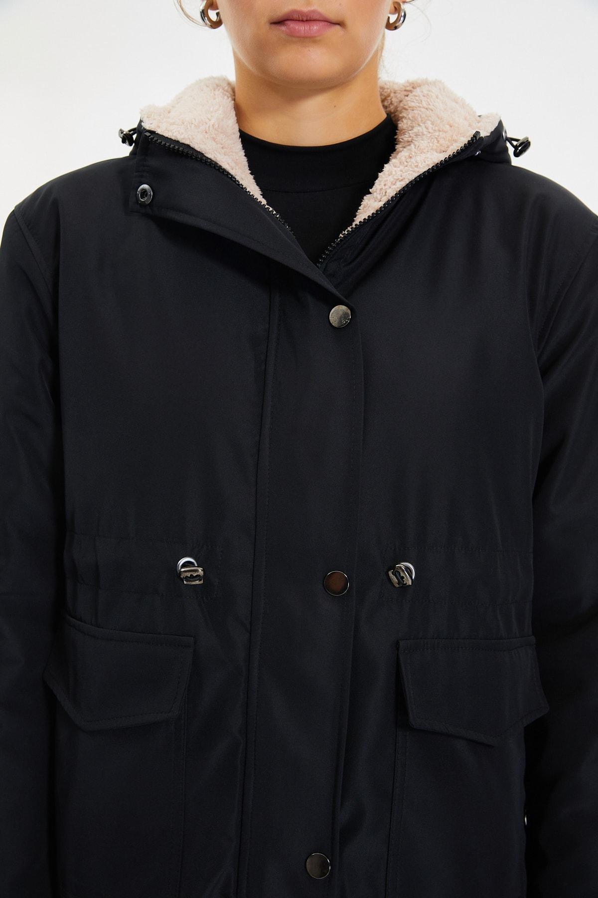 Black Parkas Midi Coat, , large image number 7