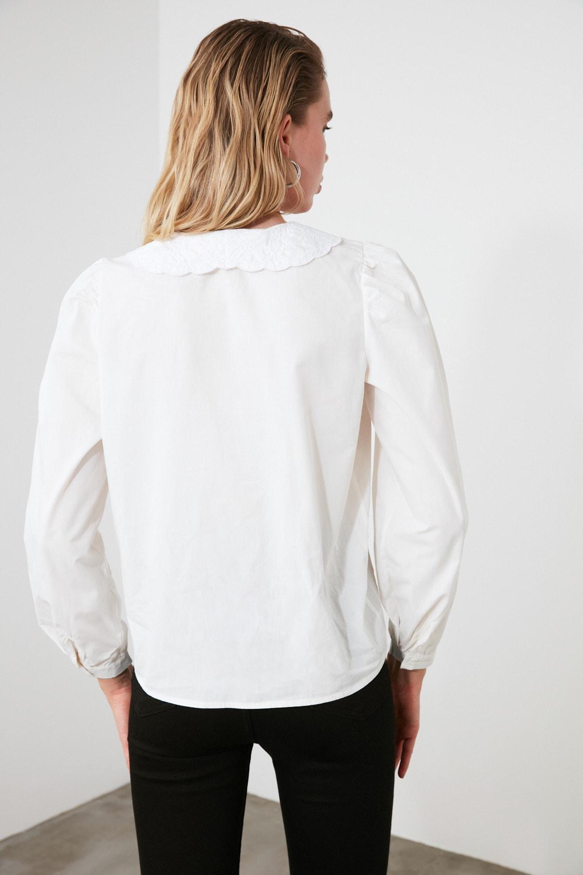 White Regular Peter Pan Collar Shirt, , large image number 7