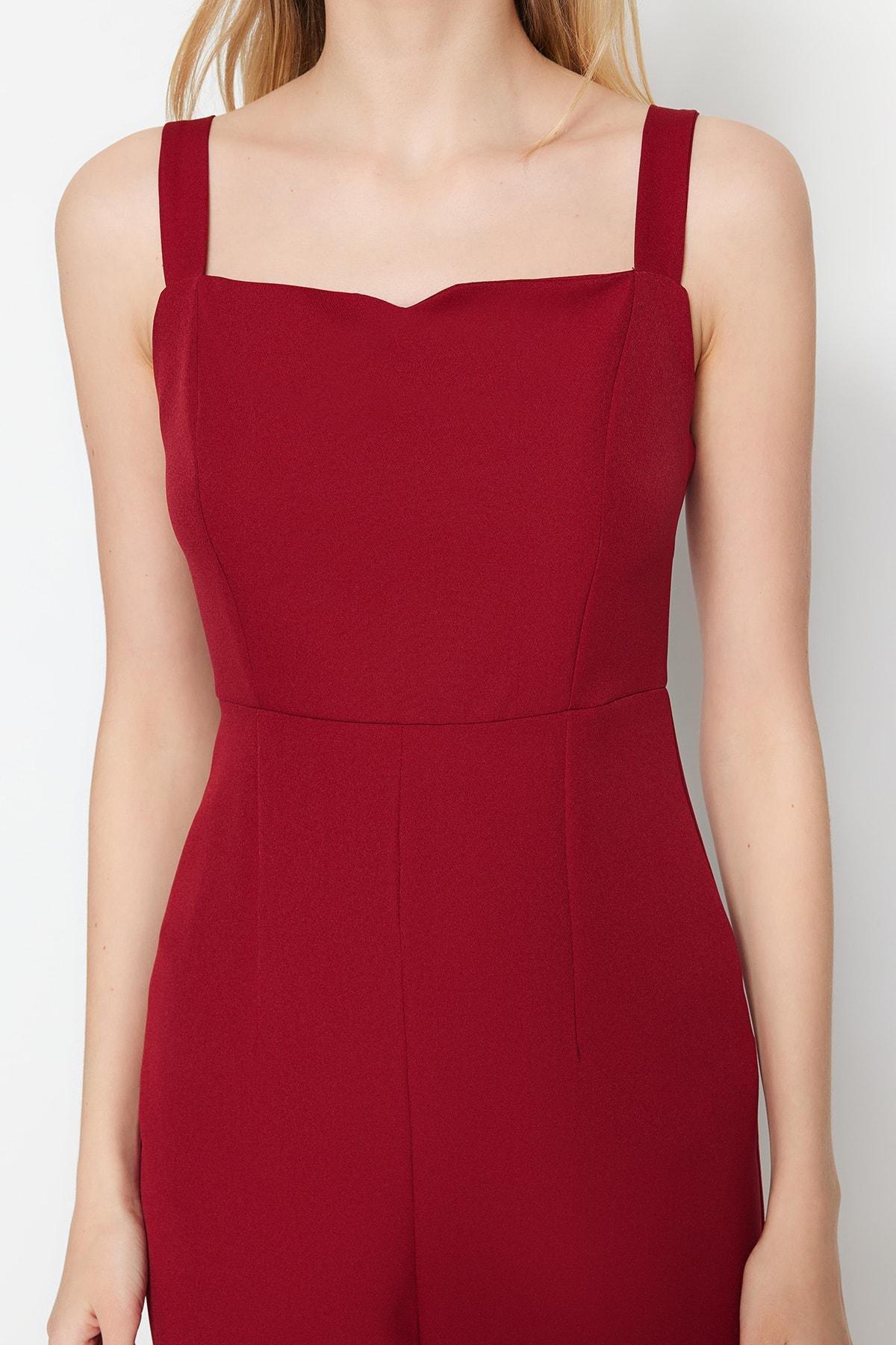 Burgundy Midi Slit Strap Dress, , large image number 3