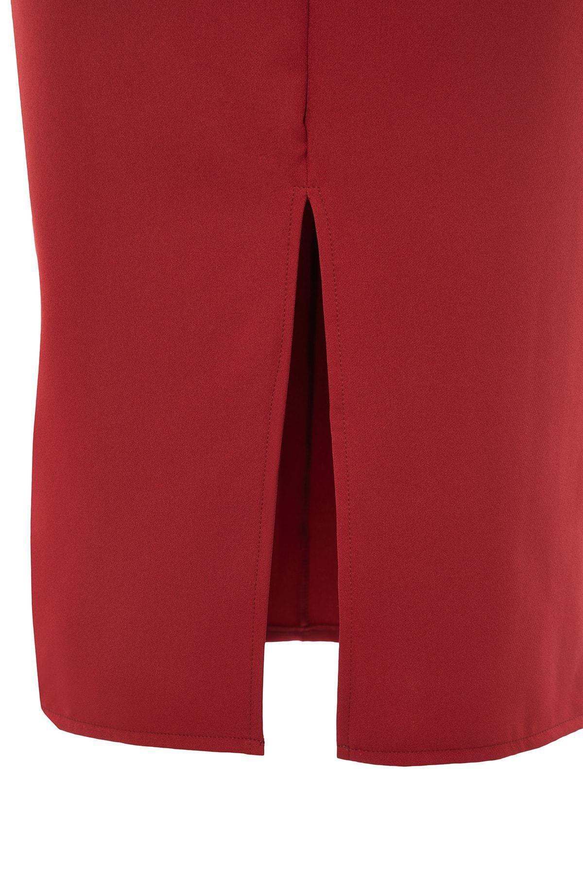 Burgundy Midi Slit Strap Dress, , large image number 8