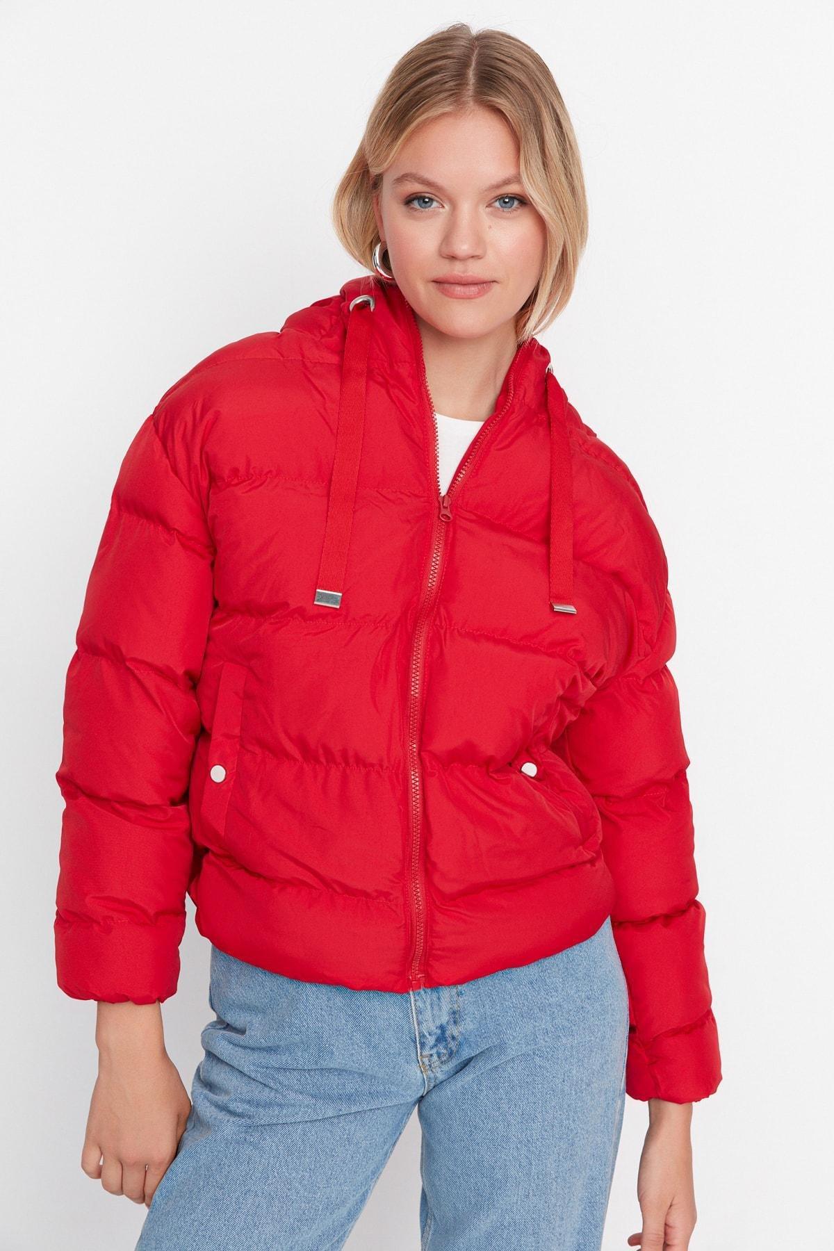Red Puffer Oversize Jacket, , large image number 1