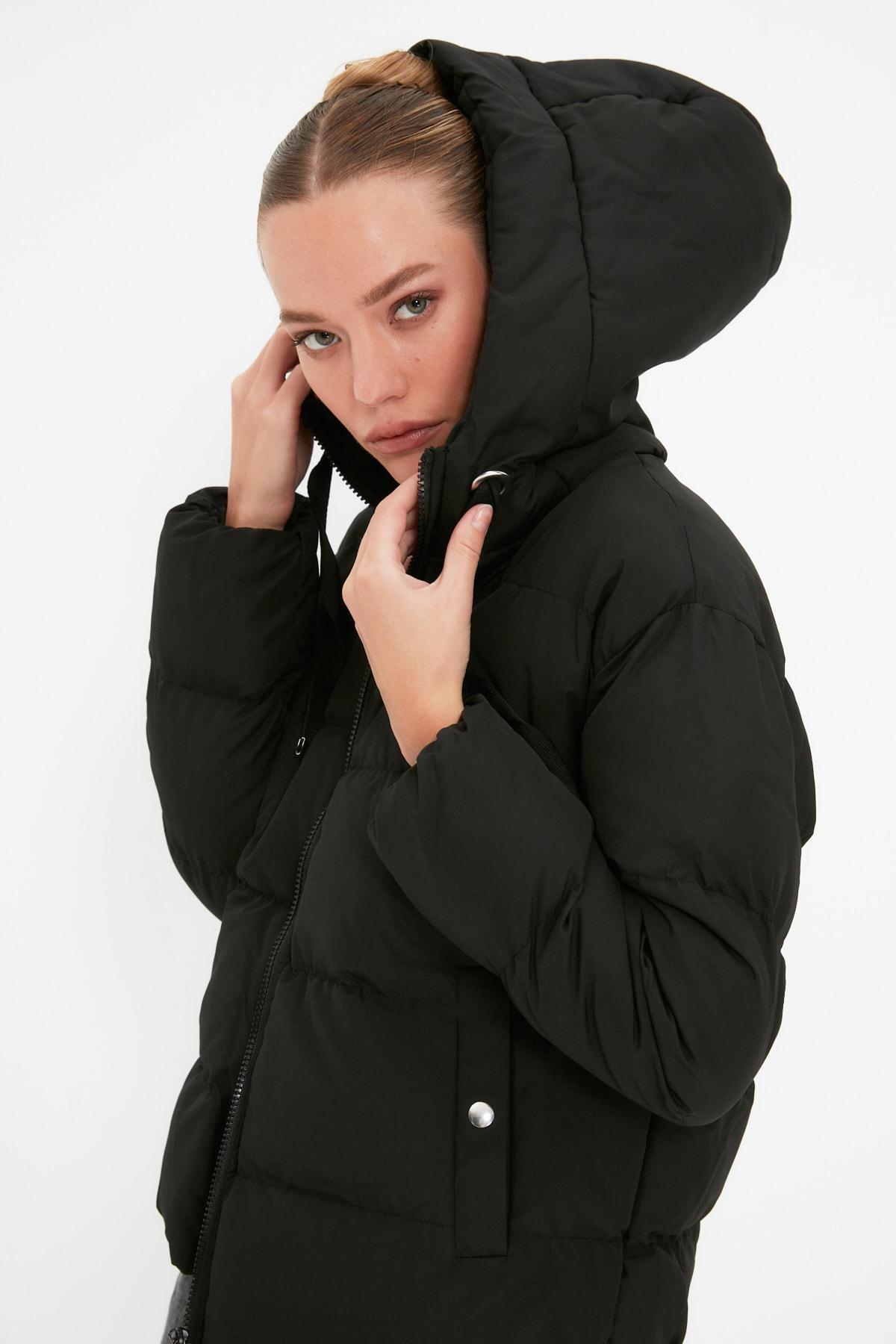 Black Puffer Oversize Jacket, Black, medium