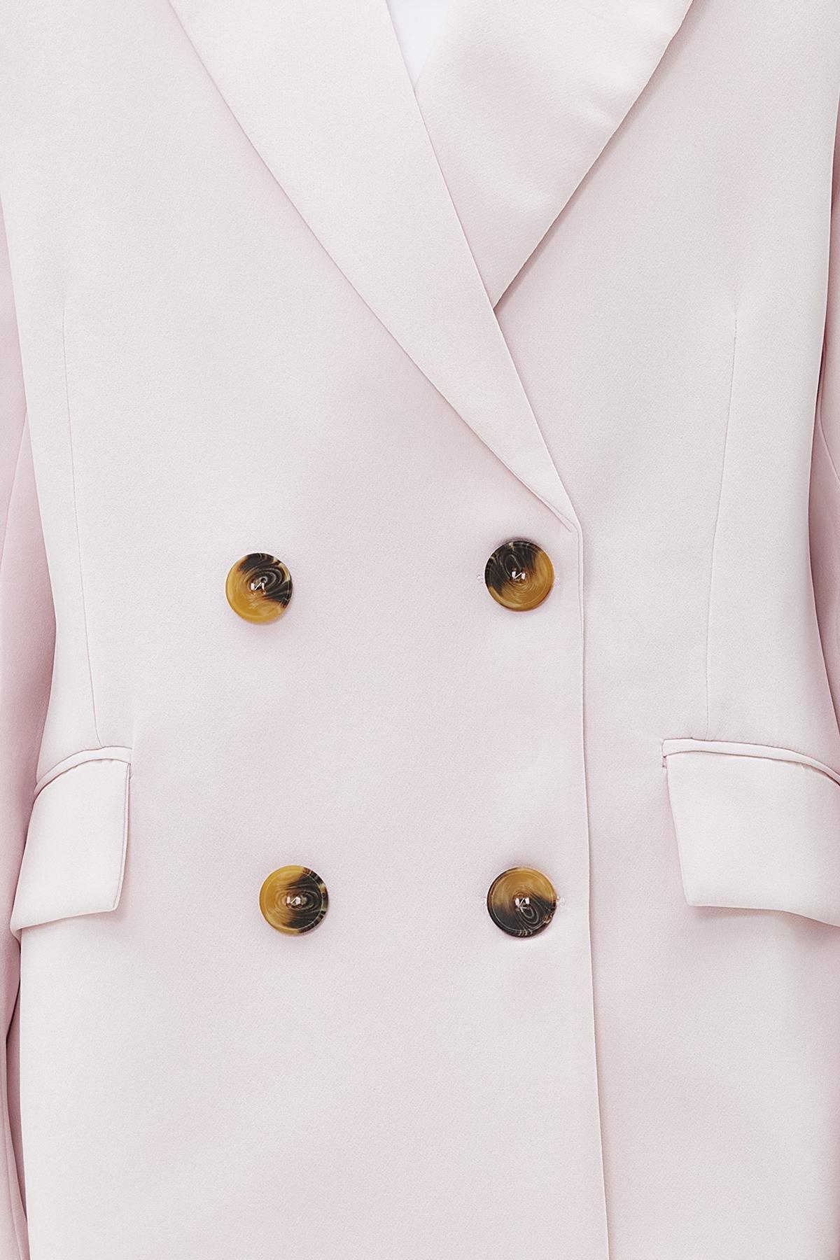 Pink Lined Double-Breasted Blazer Jacket, , large image number 4