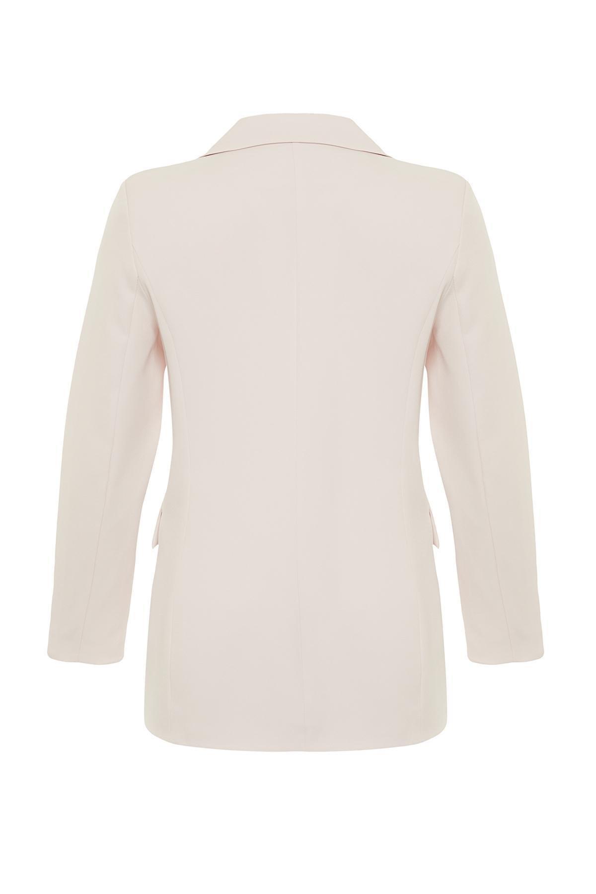 Pink Lined Double-Breasted Blazer Jacket, , large image number 6