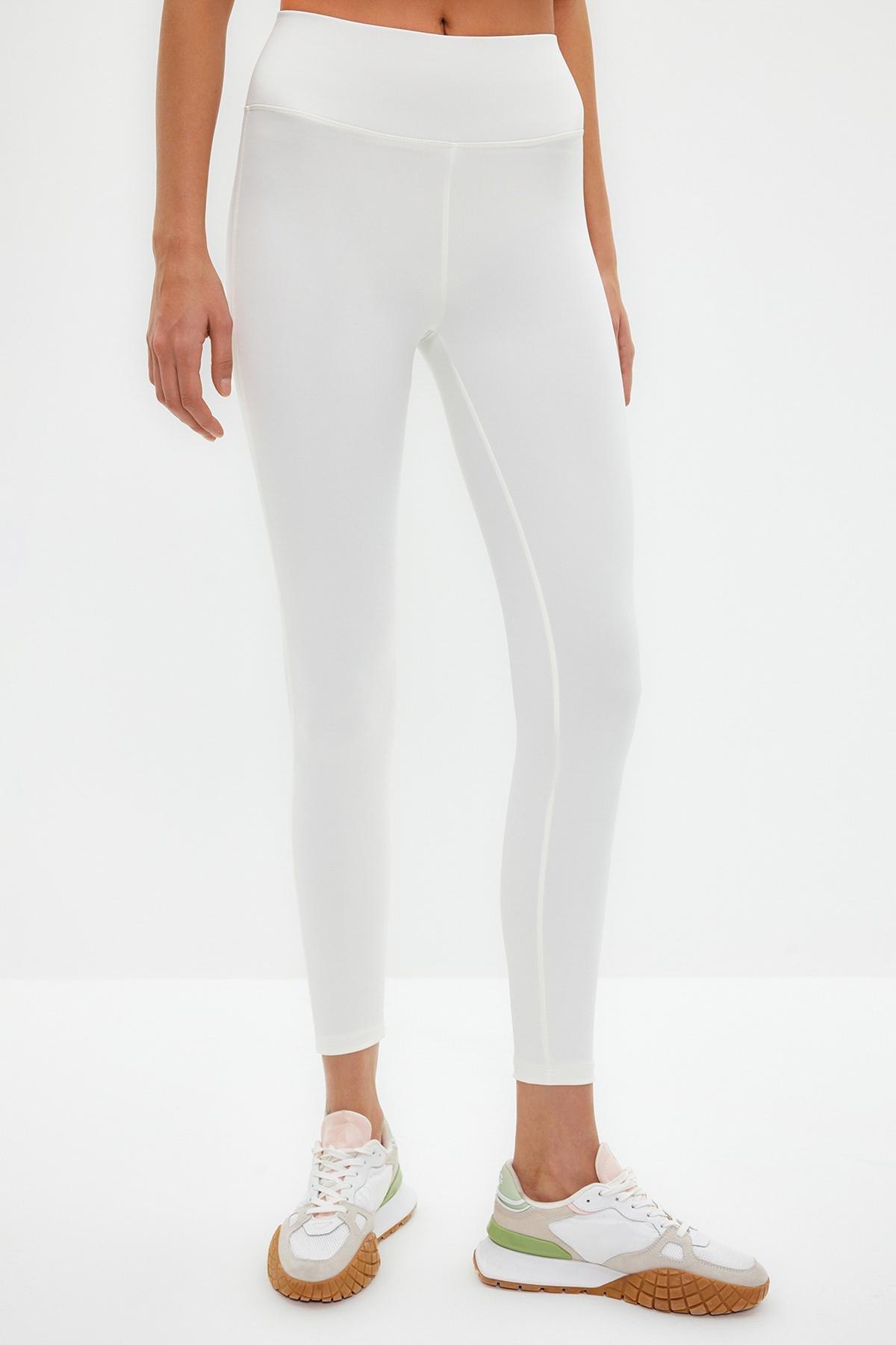 White Knitted Sports Leggings, , large image number 3