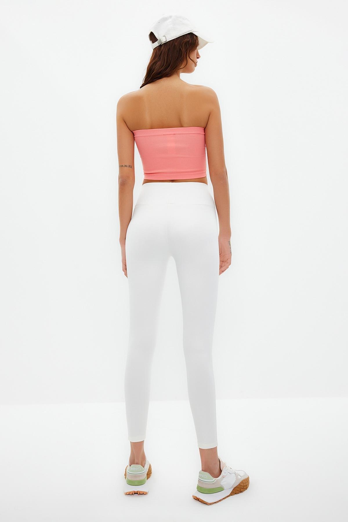 White Knitted Sports Leggings, , large image number 4